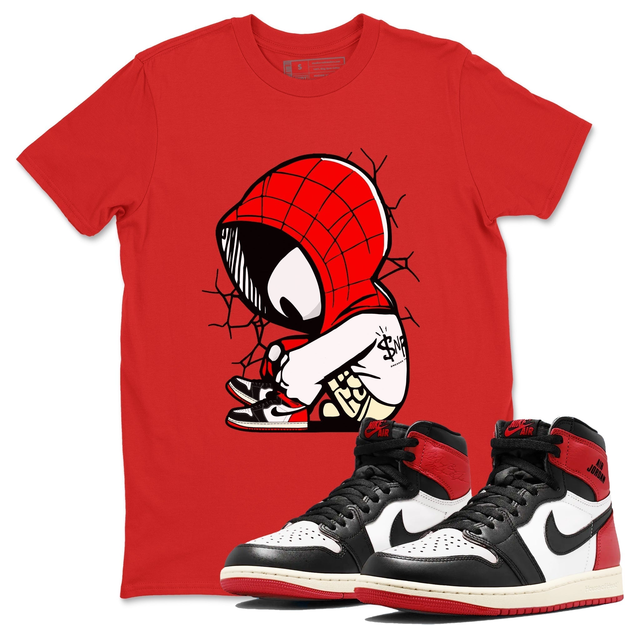 Baby Spider snkmatch Tees - Air Jordan 1 Black Toe Reimagined