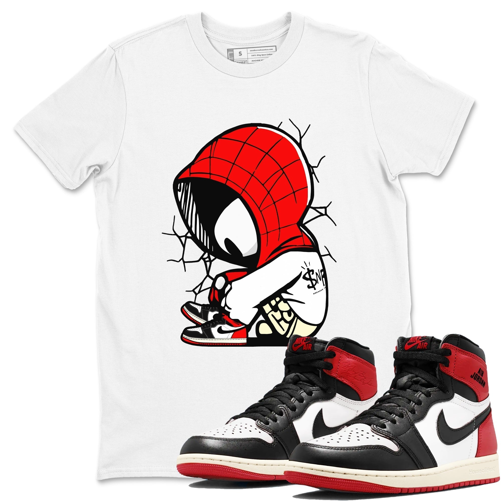 Baby Spider snkmatch Tees - Air Jordan 1 Black Toe Reimagined