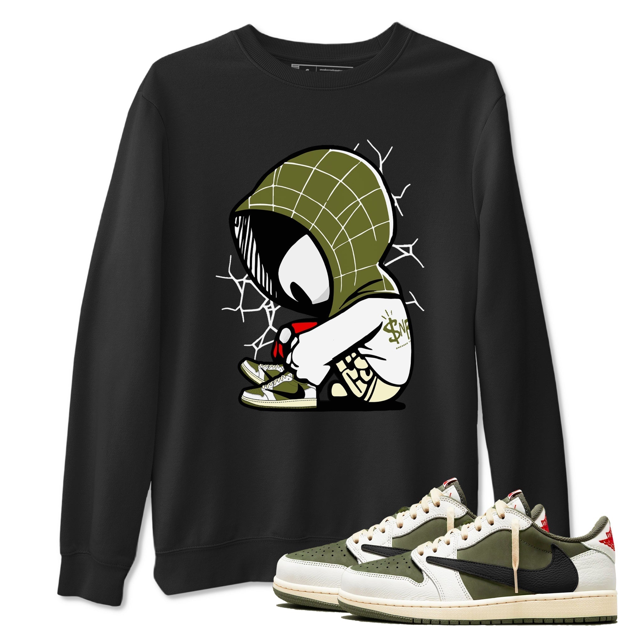 Baby Spider snkmatch Tees - Air Jordan 1 Travis Scott Medium Olive