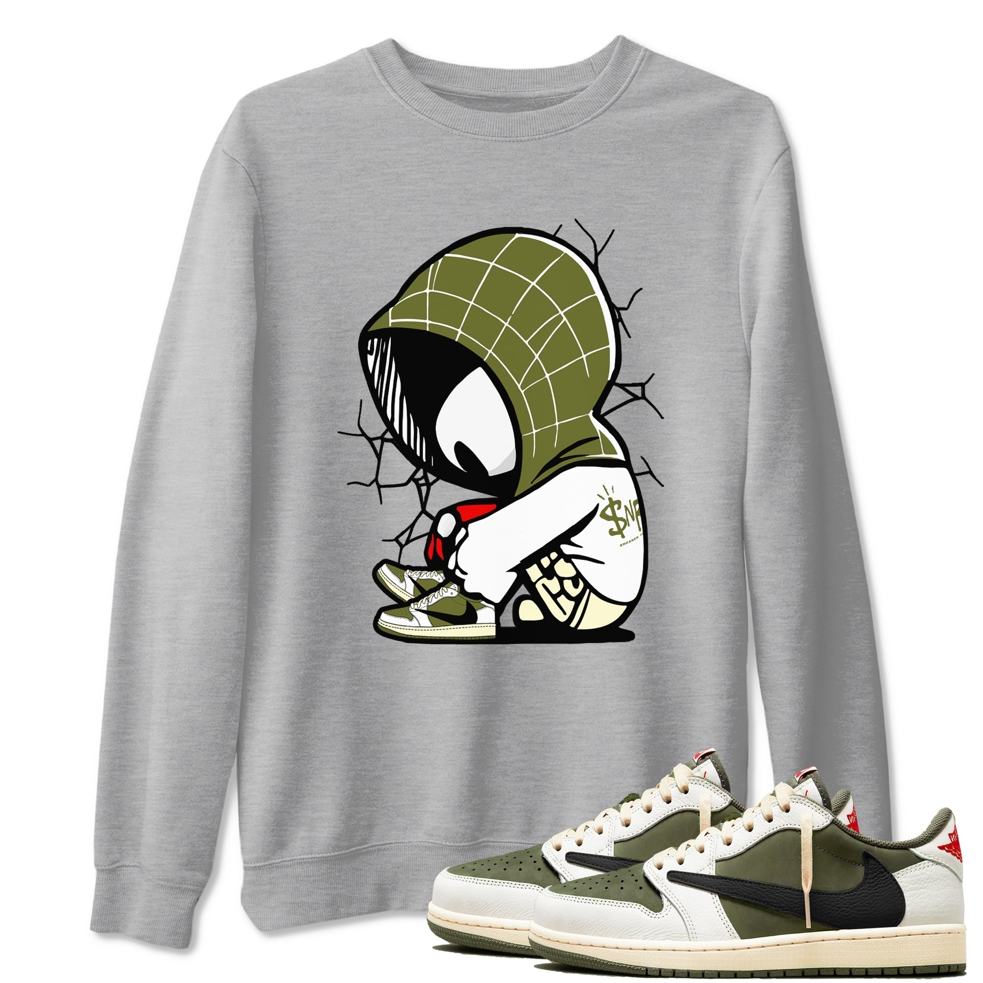 Baby Spider snkmatch Tees - Air Jordan 1 Travis Scott Medium Olive