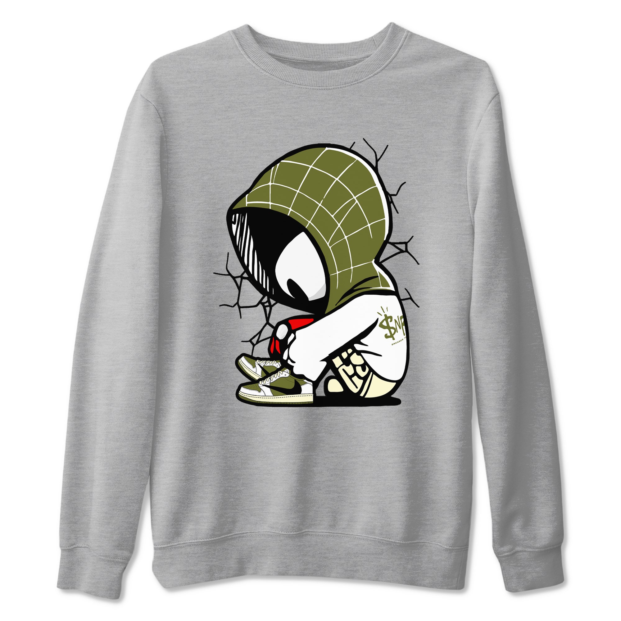Baby Spider snkmatch Tees - Air Jordan 1 Travis Scott Medium Olive