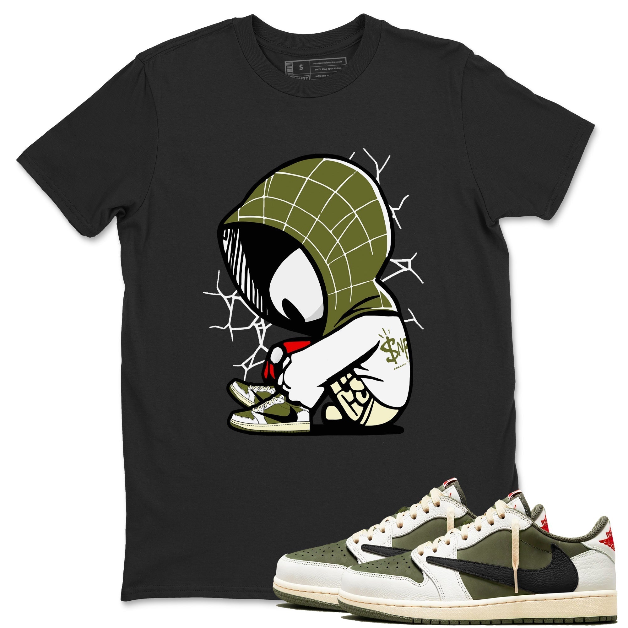 Baby Spider snkmatch Tees - Air Jordan 1 Travis Scott Medium Olive