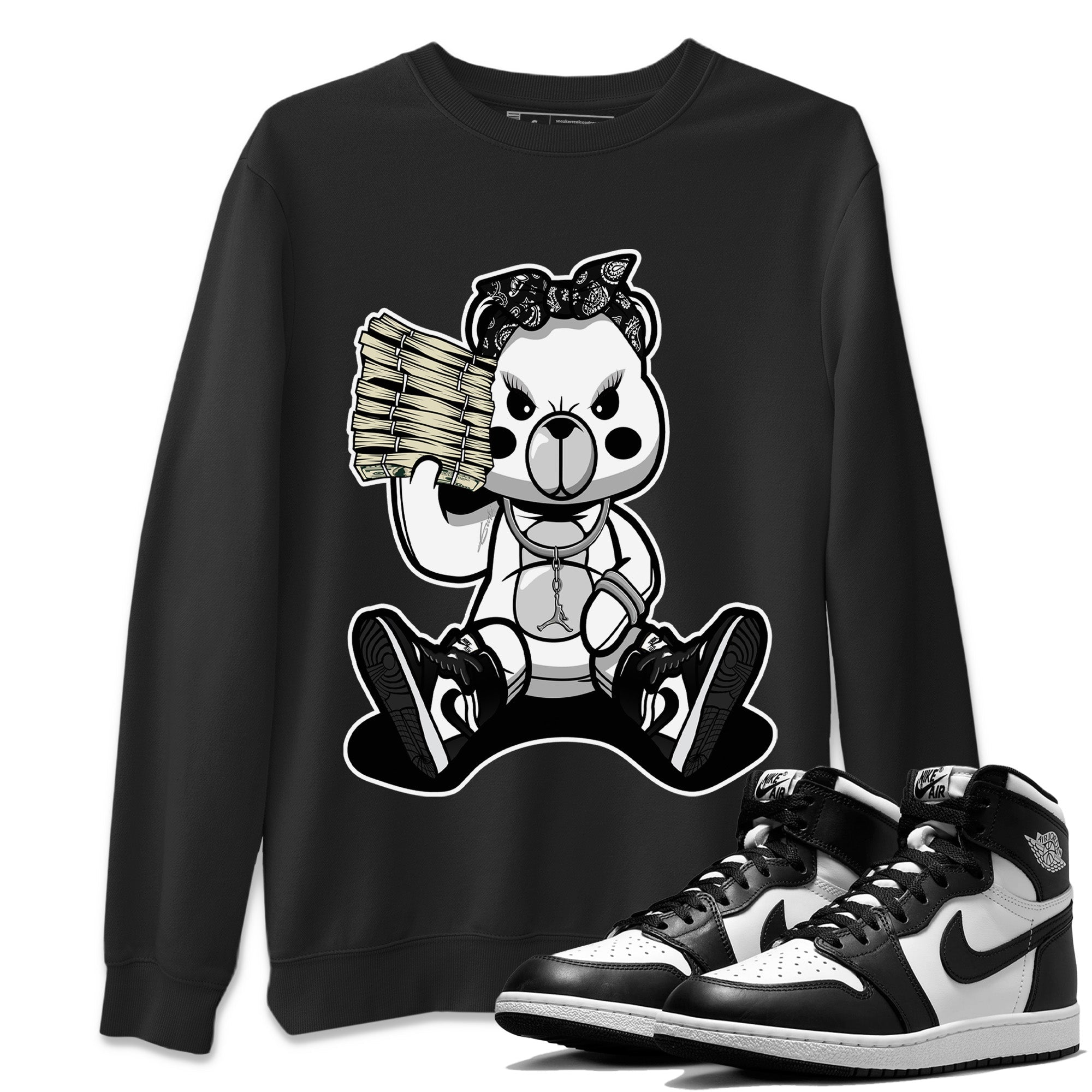 Bad Baby Bear Unisex Tops - Air Jordan 1 Black White