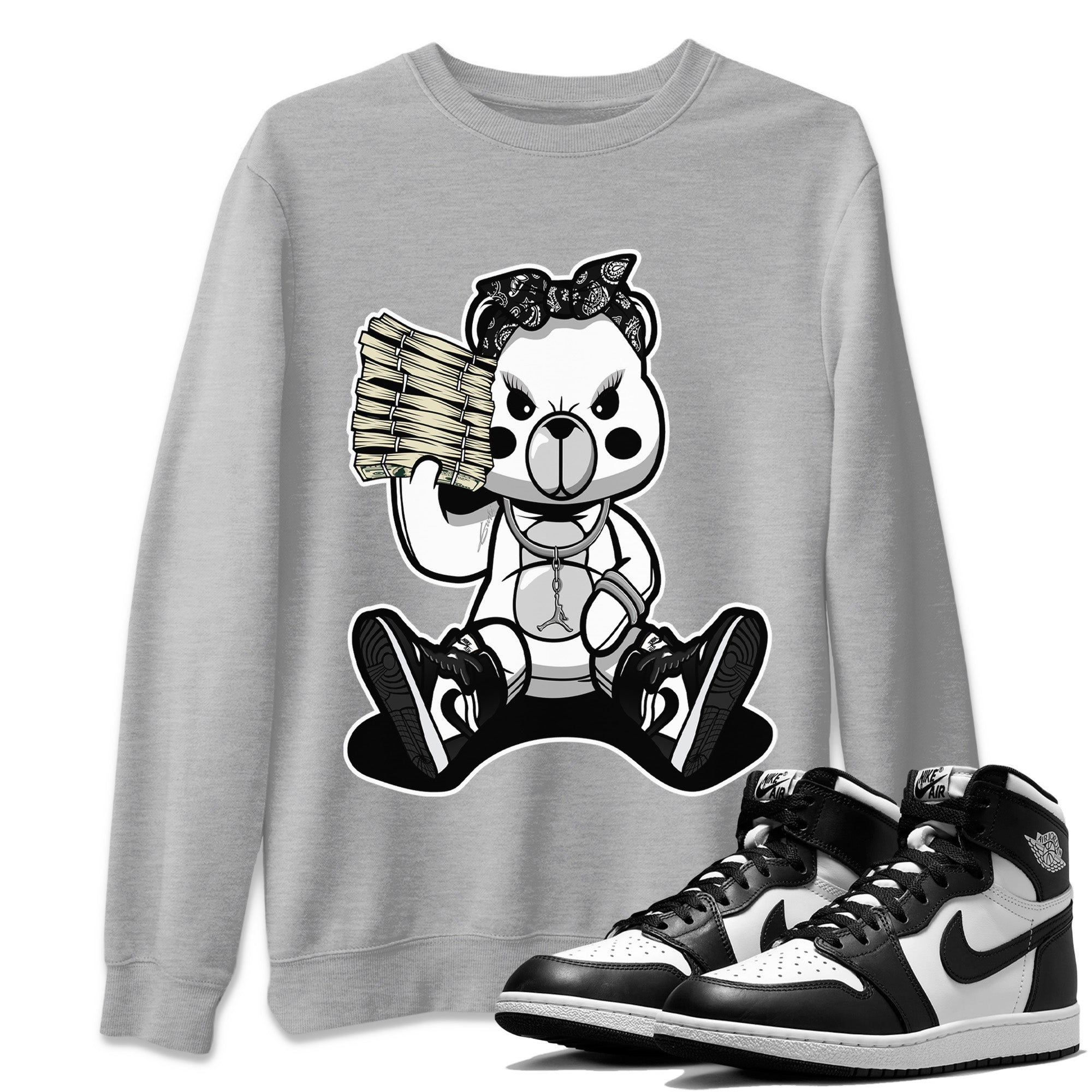Bad Baby Bear Unisex Tops - Air Jordan 1 Black White