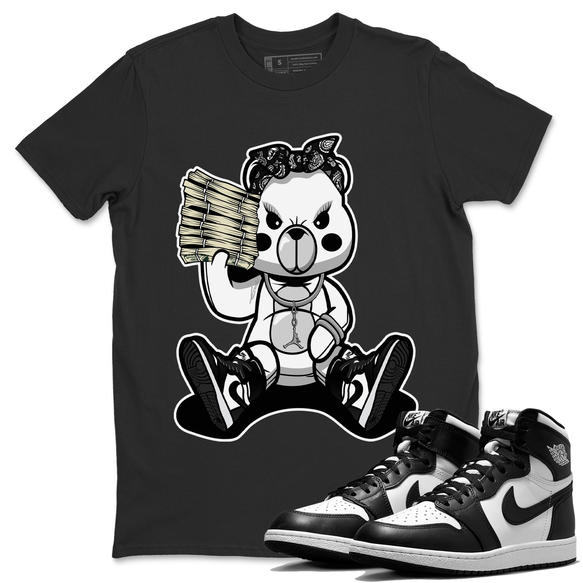 Bad Baby Bear Unisex Tops - Air Jordan 1 Black White