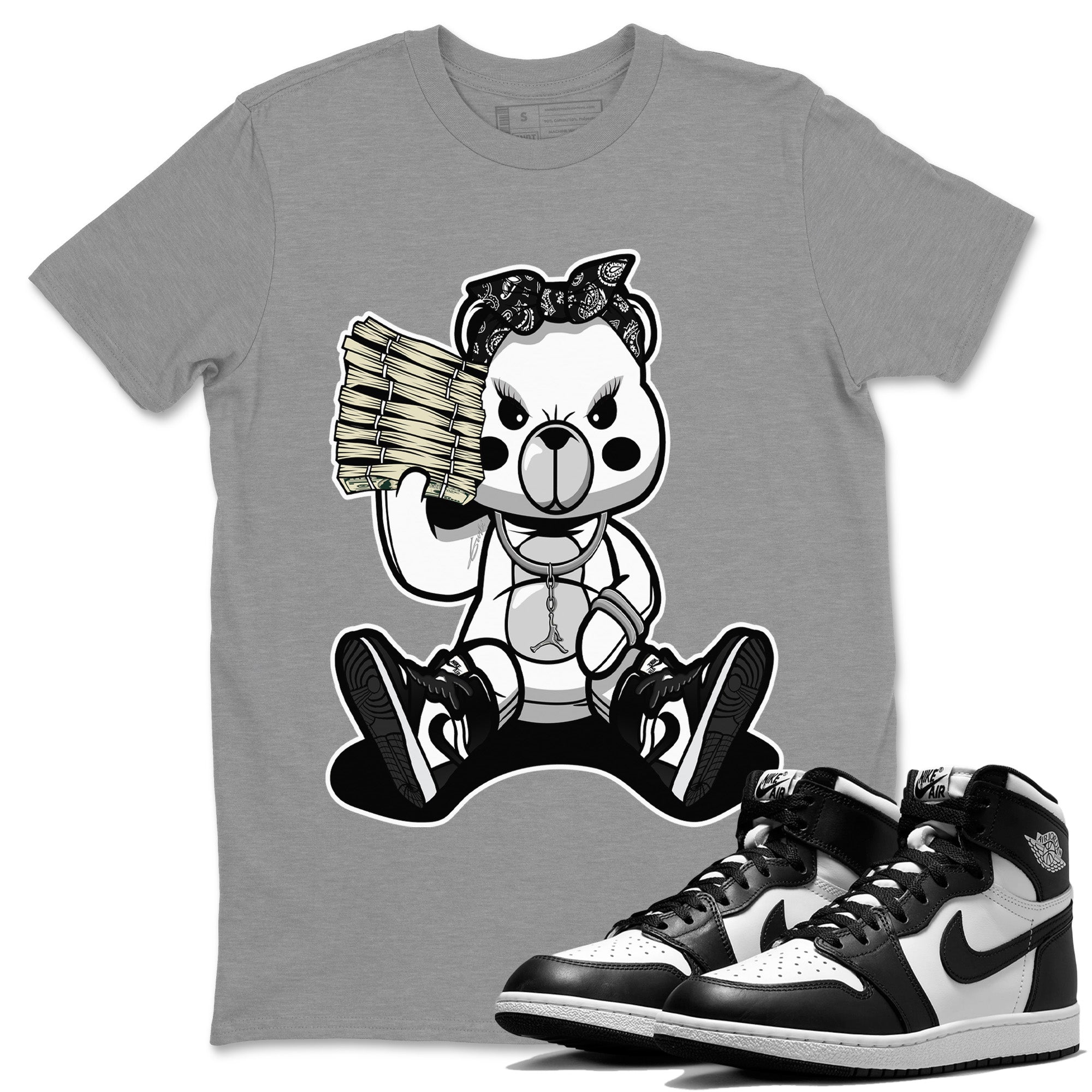 Bad Baby Bear Unisex Tops - Air Jordan 1 Black White