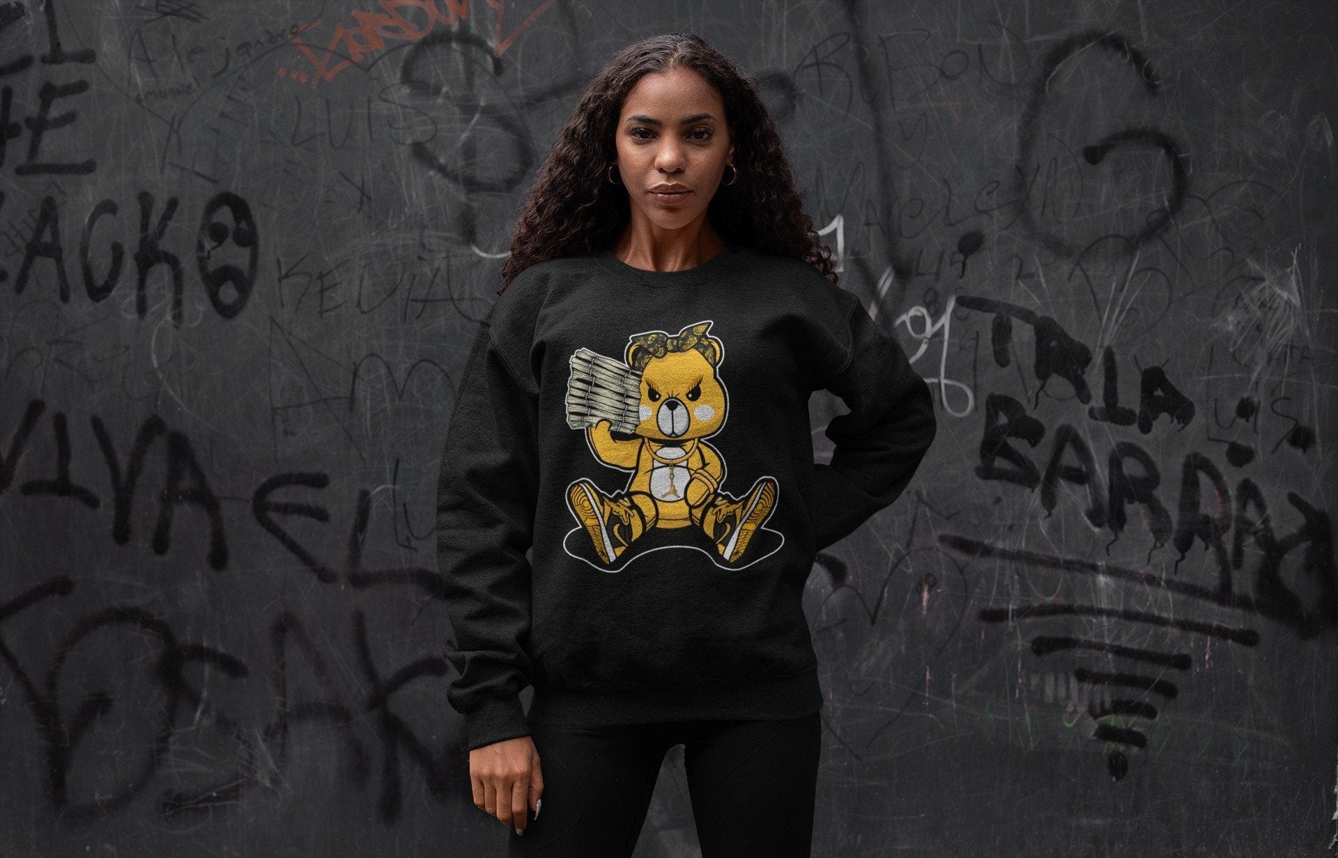 Bad Baby Bear Unisex Tops - Air Jordan 1 Pollen