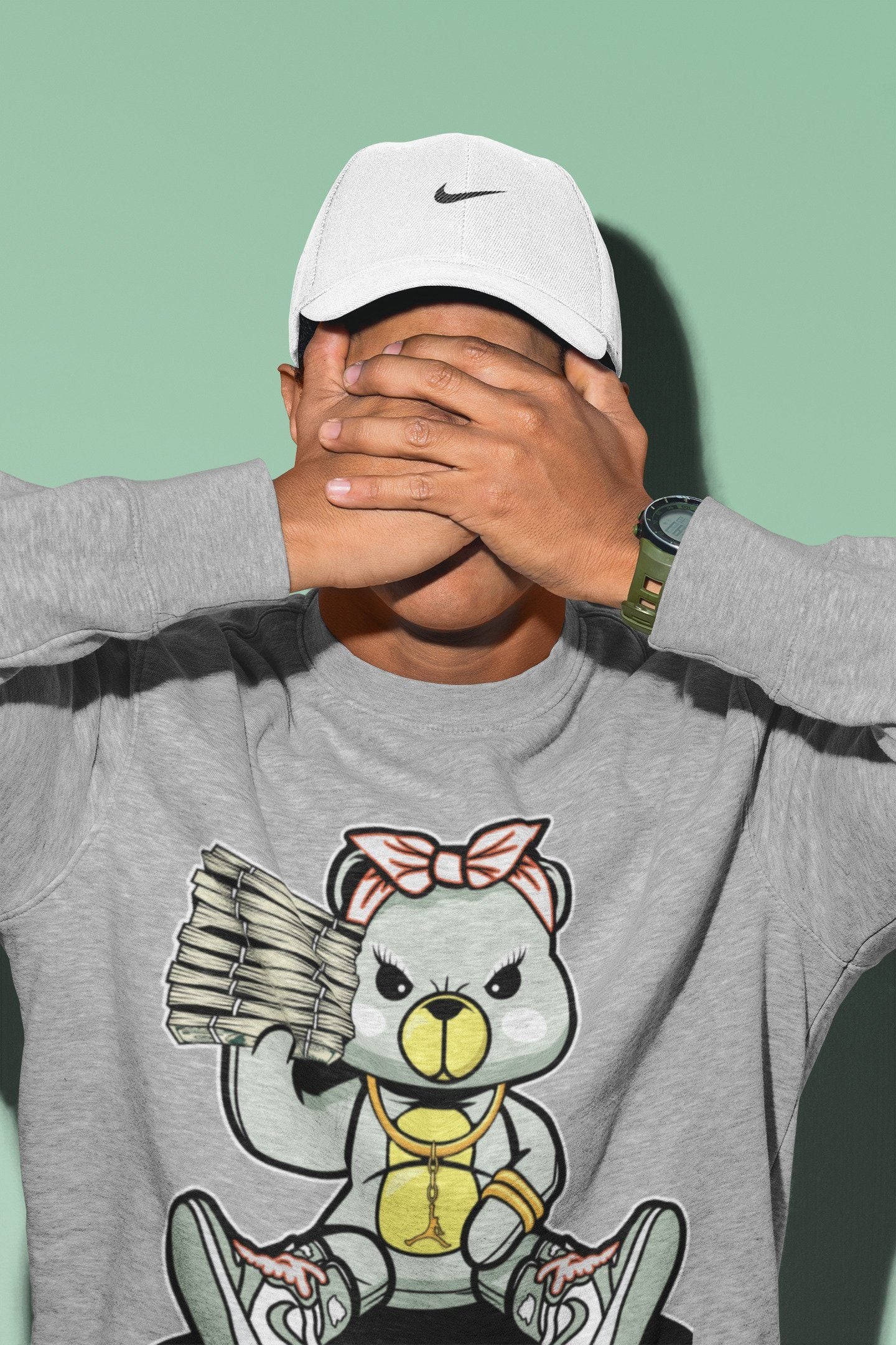 Bad Baby Bear Unisex Tops - Air Jordan 1 Seafoam