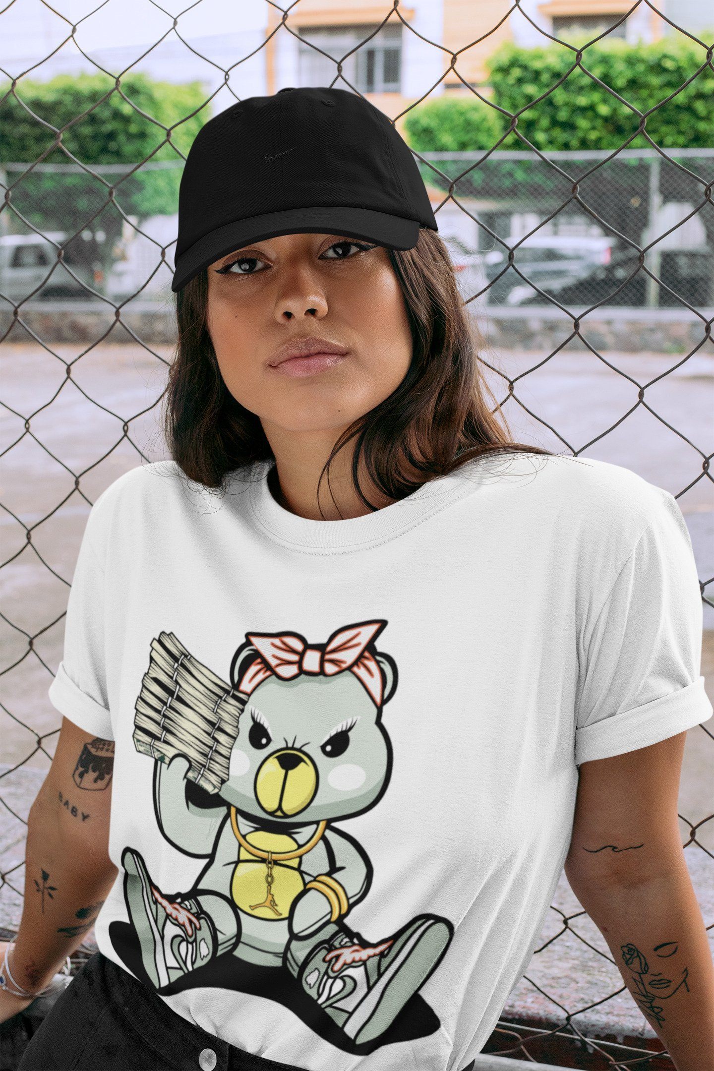 Bad Baby Bear Unisex Tops - Air Jordan 1 Seafoam