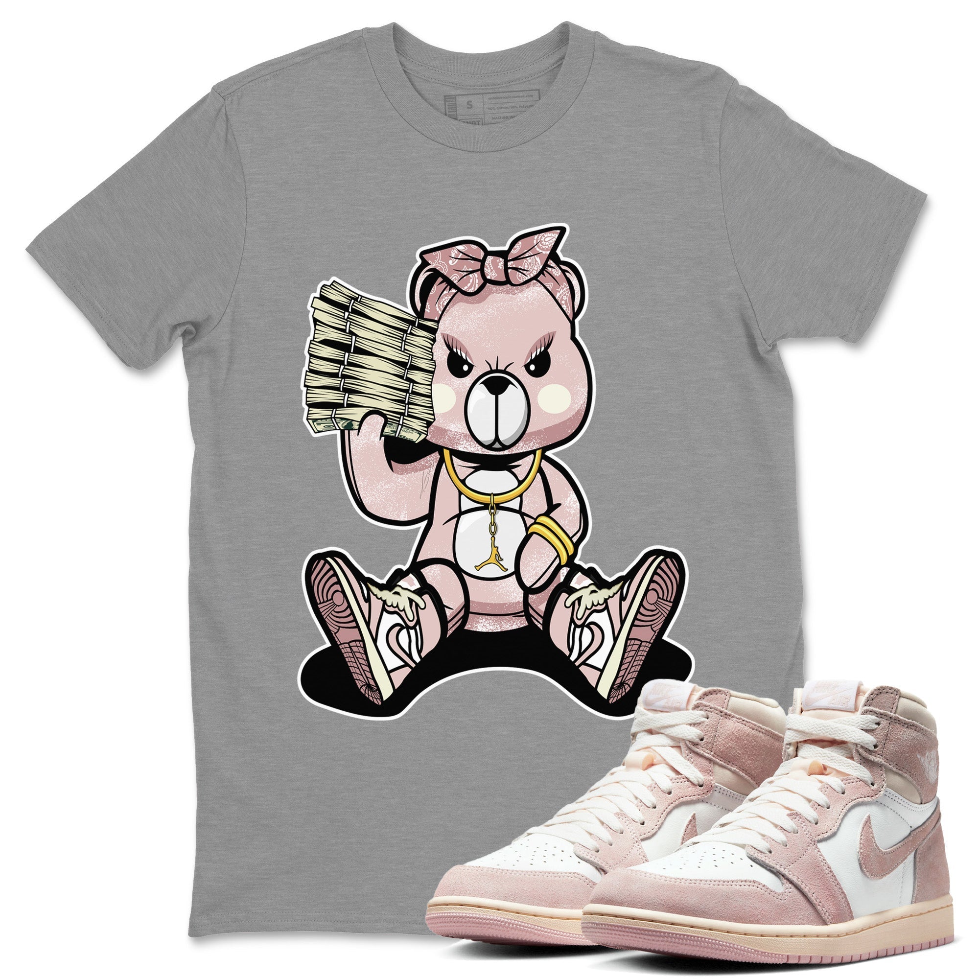 Bad Baby Bear Unisex Adult Tops - Air Jordan 1 Washed Pink