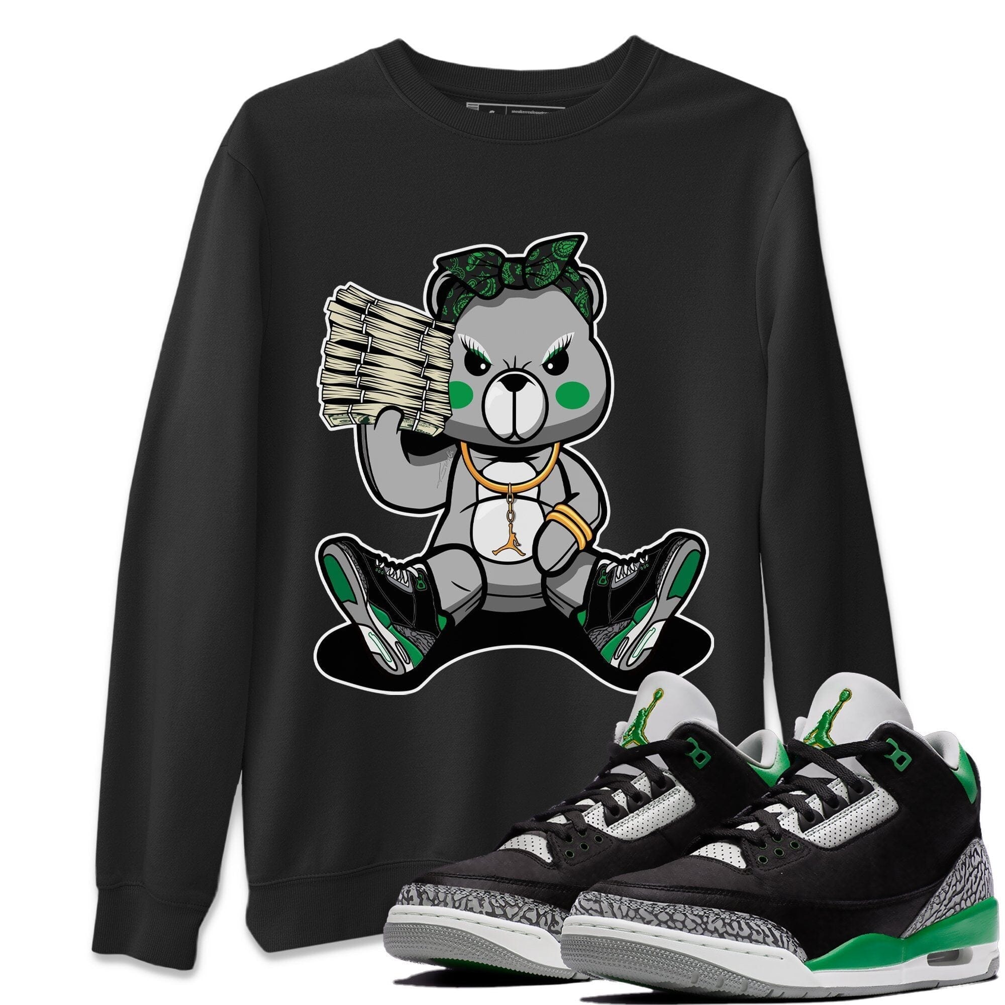 Bad Baby Bear Unisex Tops - Air Jordan 3 Pine Green