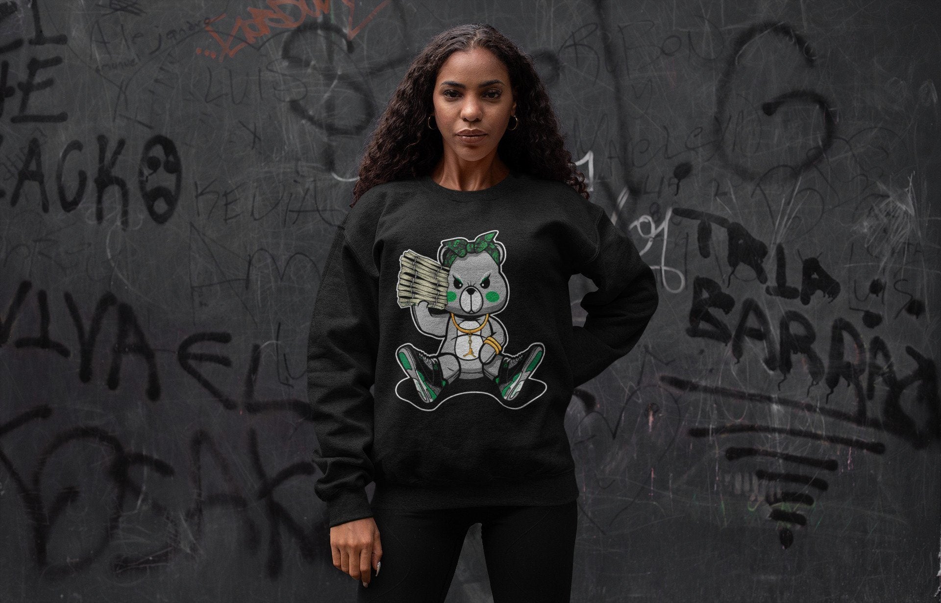Bad Baby Bear Unisex Tops - Air Jordan 3 Pine Green
