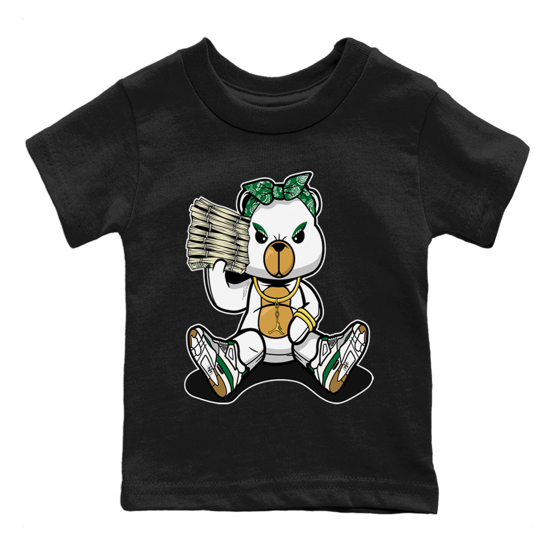 Bad Baby Bear Kids Tops - Air Jordan 4 Pine Green