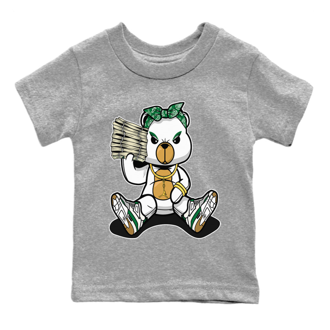 Bad Baby Bear Kids Tops - Air Jordan 4 Pine Green SB