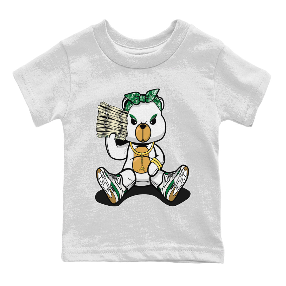 Bad Baby Bear Kids Tops - Air Jordan 4 Pine Green