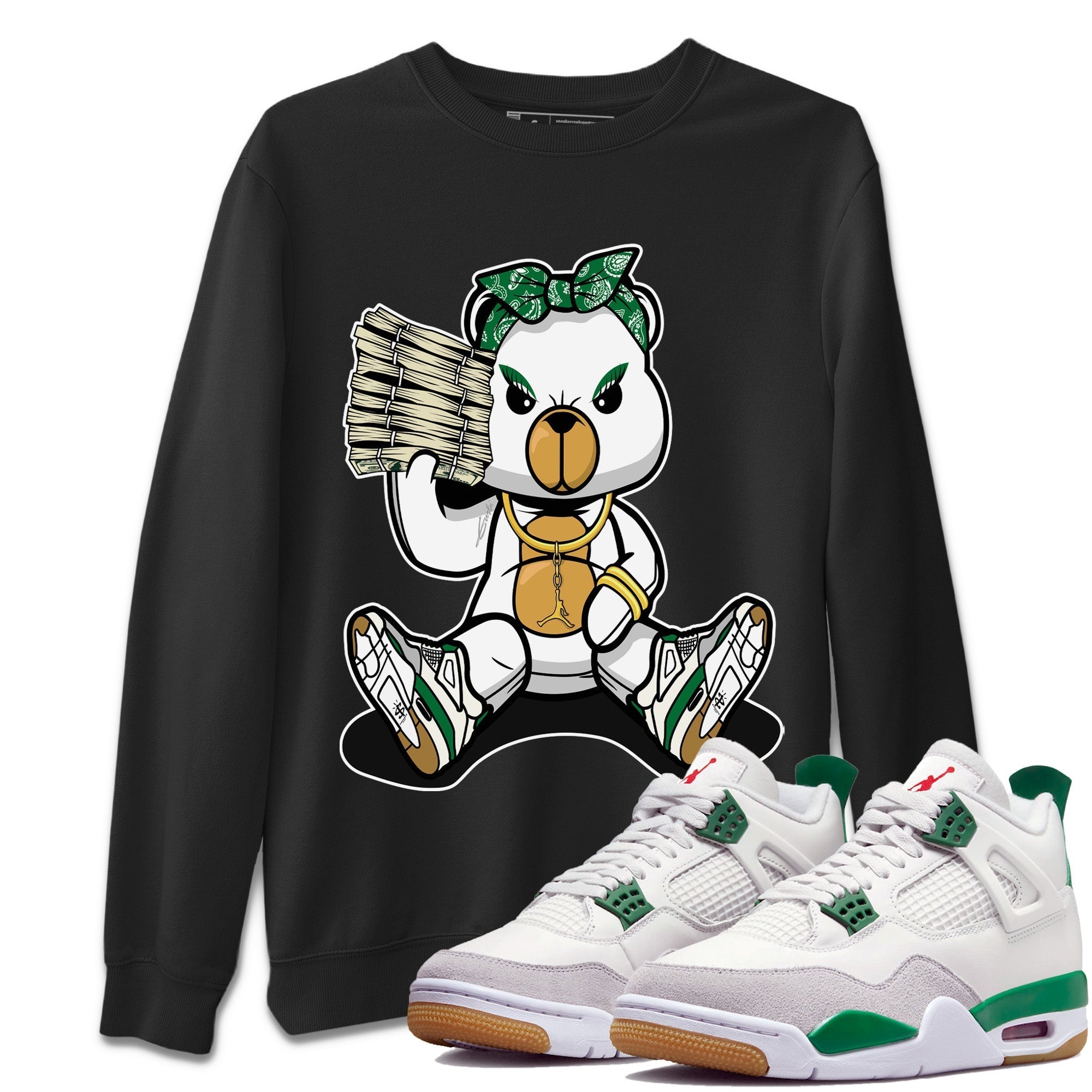 Bad Baby Bear Unisex Tops - Air Jordan 4 Pine Green