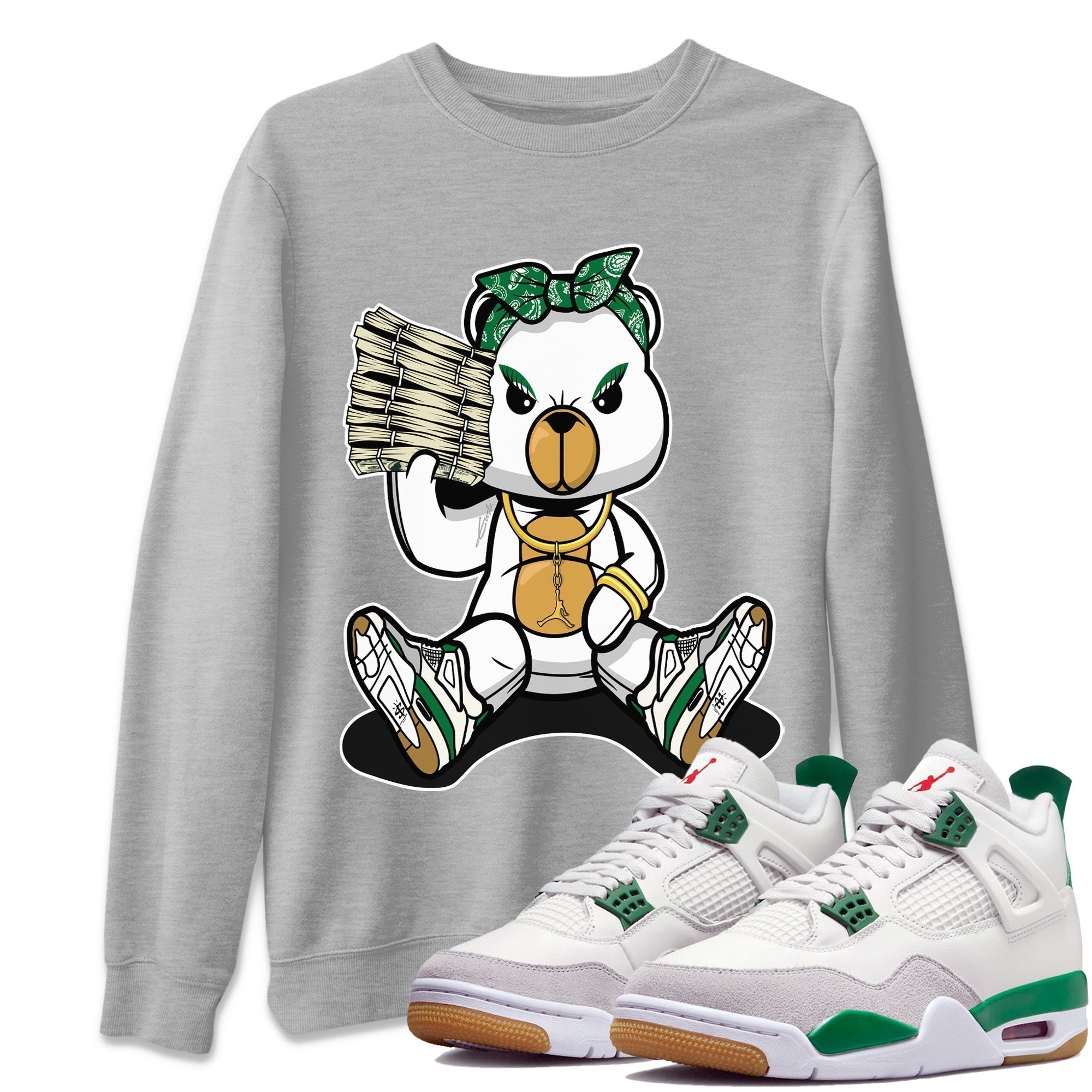 Bad Baby Bear Unisex Tops - Air Jordan 4 Pine Green SB