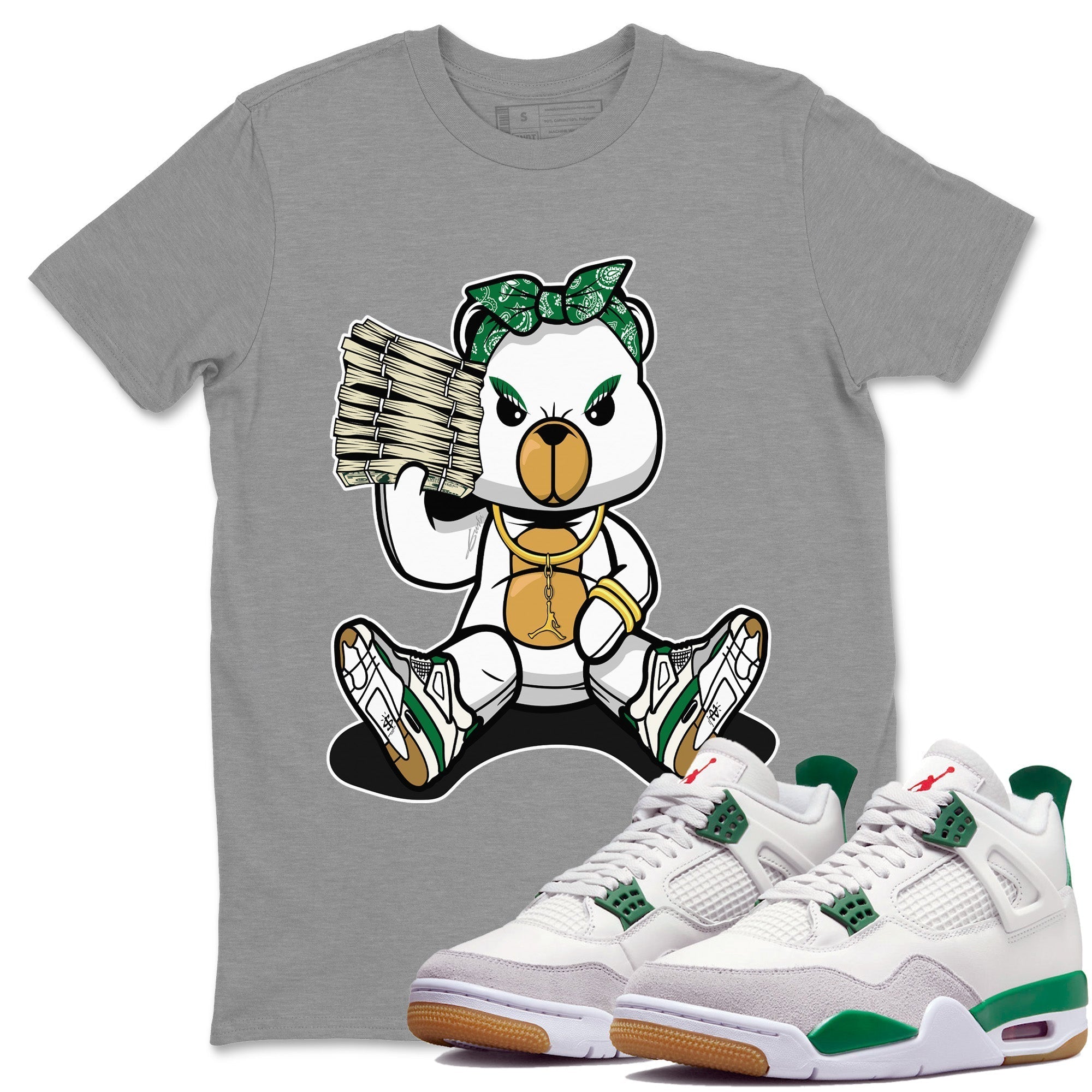 Bad Baby Bear Unisex Tops - Air Jordan 4 Pine Green