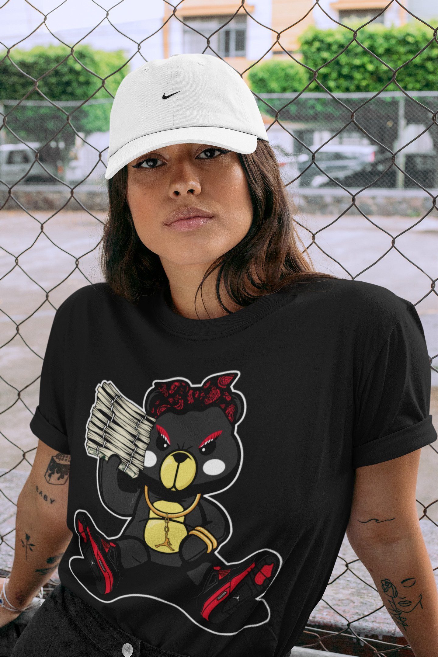 Bad Baby Bear Unisex Tops - Air Jordan 4 Red Thunder
