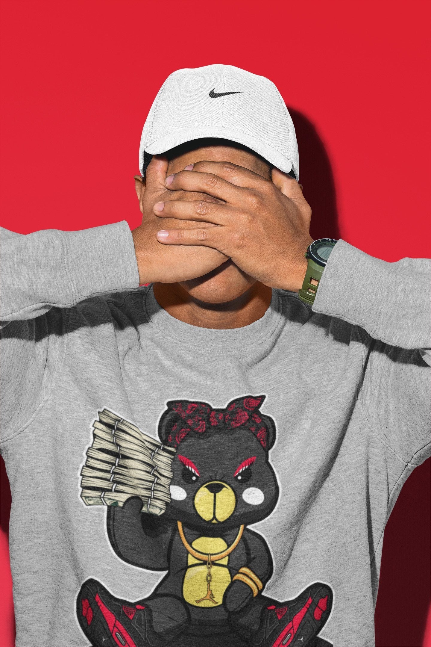 Bad Baby Bear Unisex Tops - Air Jordan 4 Red Thunder