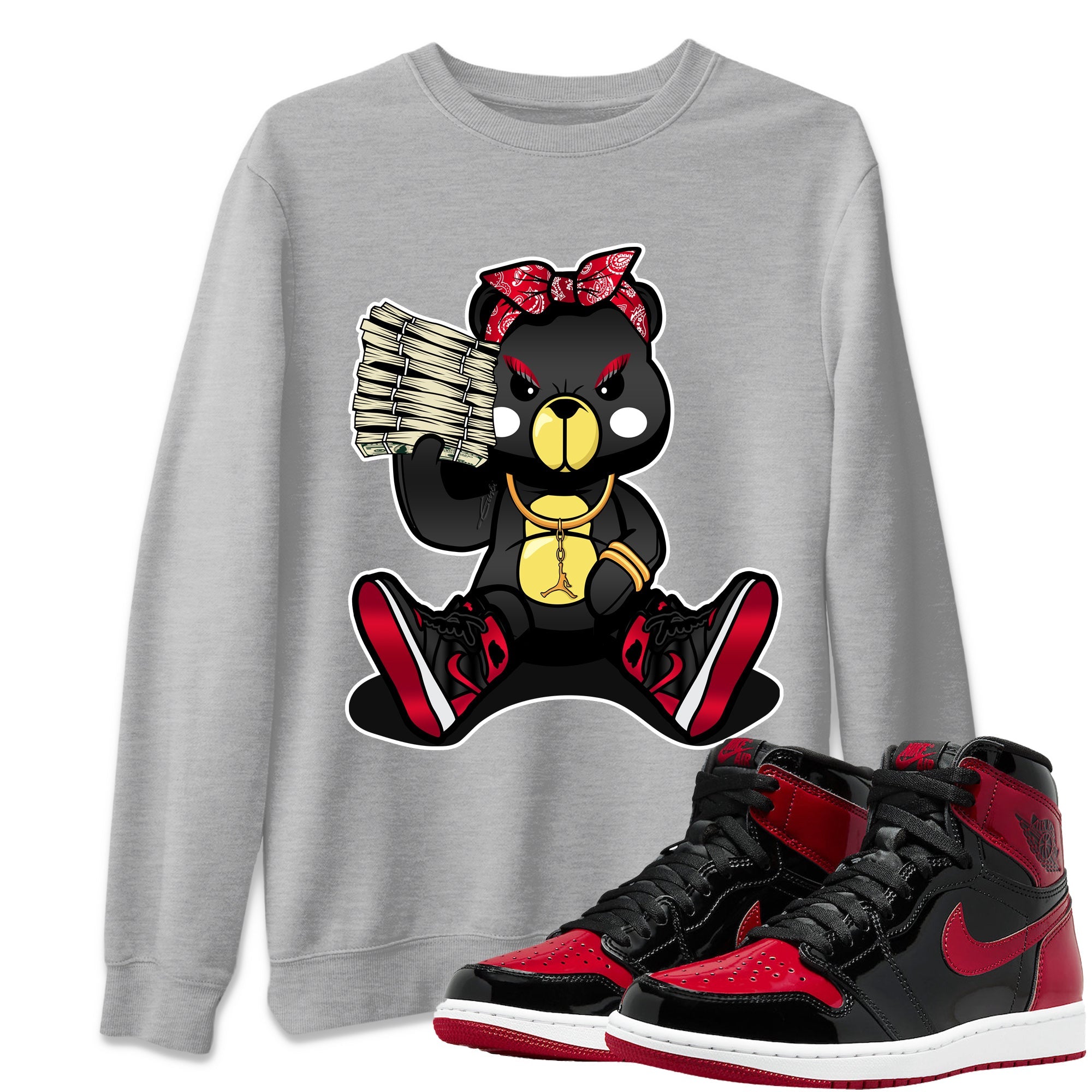 Bad Baby Bear Unisex Tops - Air Jordan 1 Bred Patent