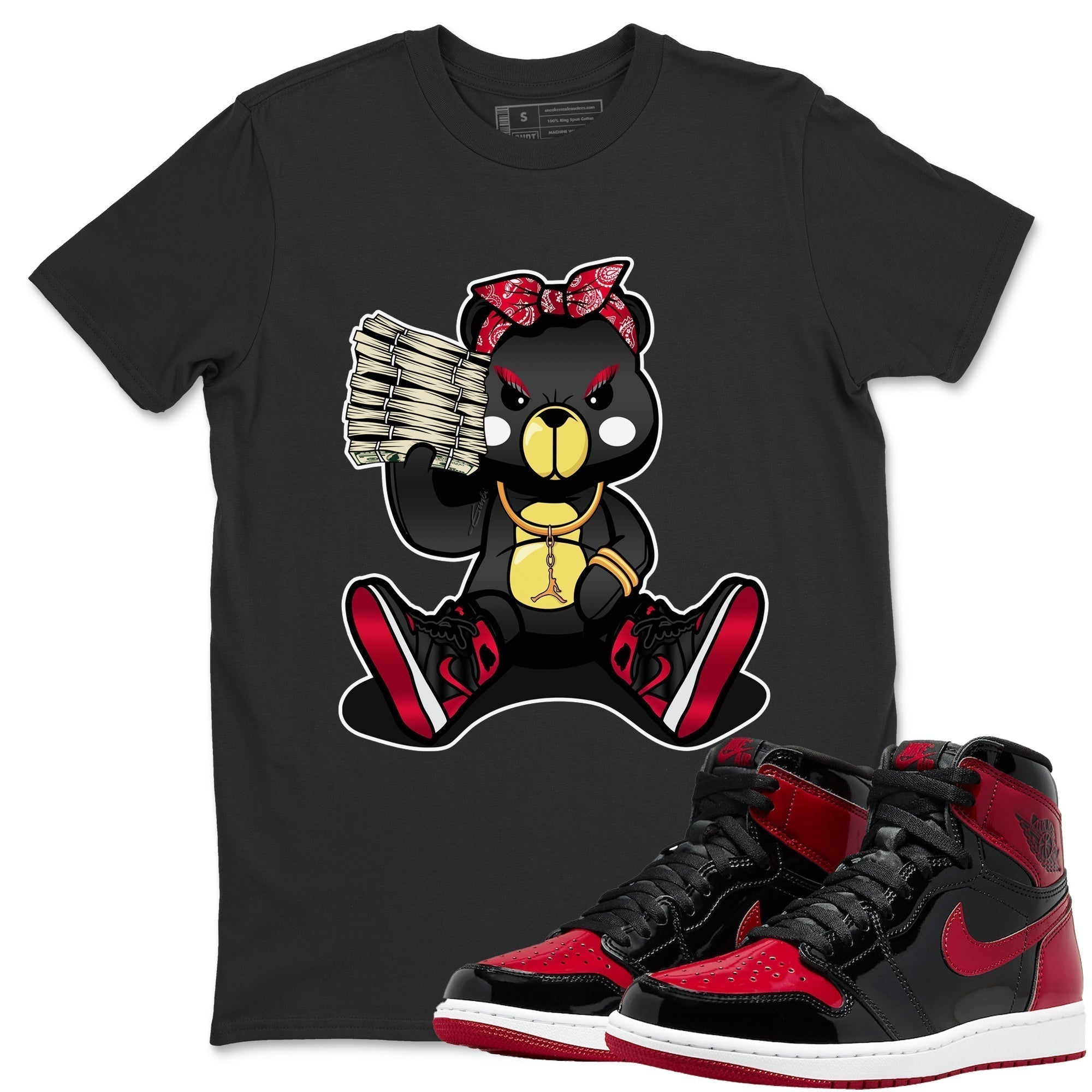 Bad Baby Bear Unisex Tops - Air Jordan 1 Bred Patent