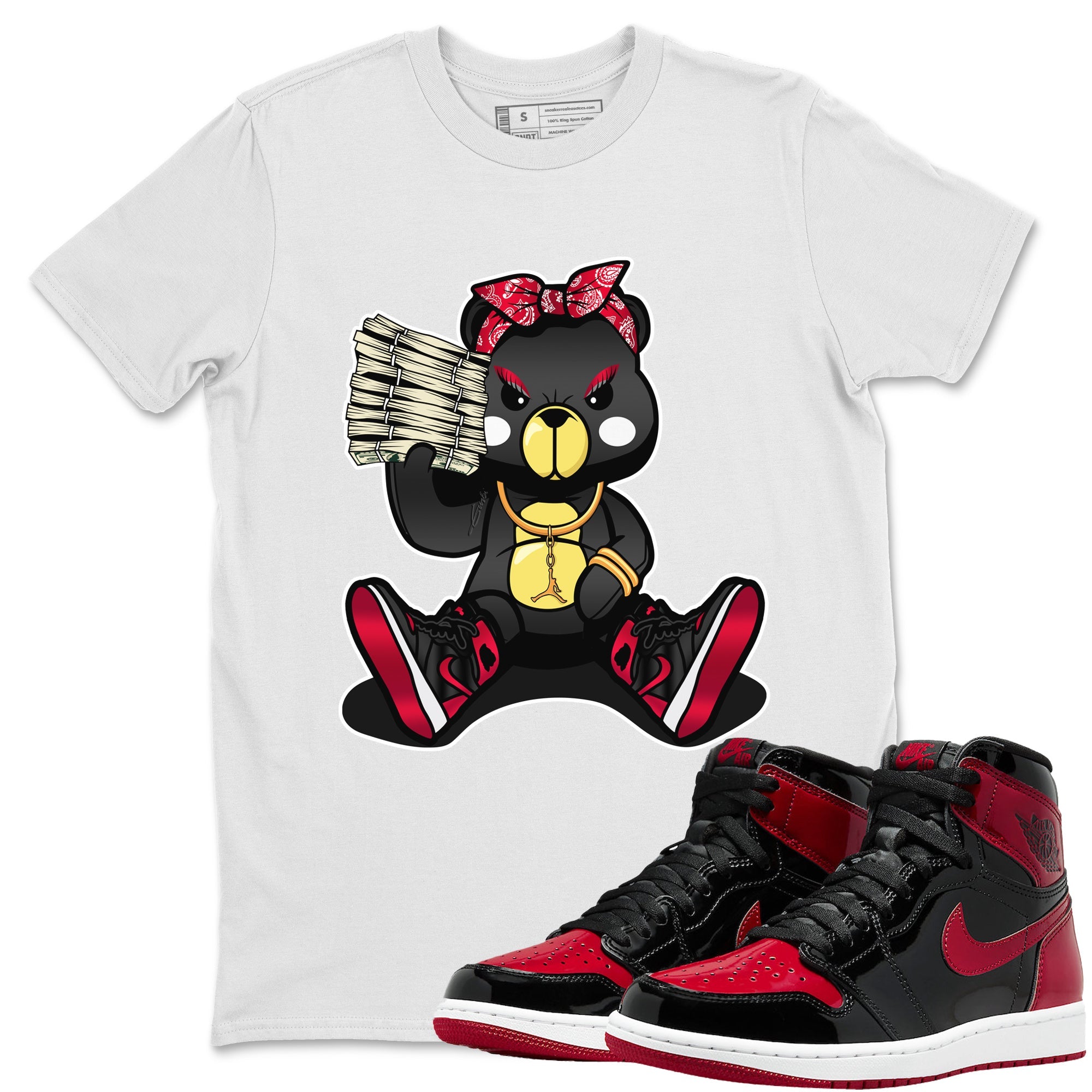 Bad Baby Bear Unisex Tops - Air Jordan 1 Bred Patent