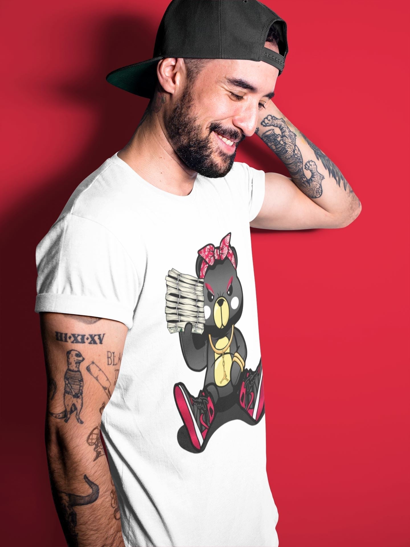 Bad Baby Bear Unisex Tops - Air Jordan 1 Bred Patent