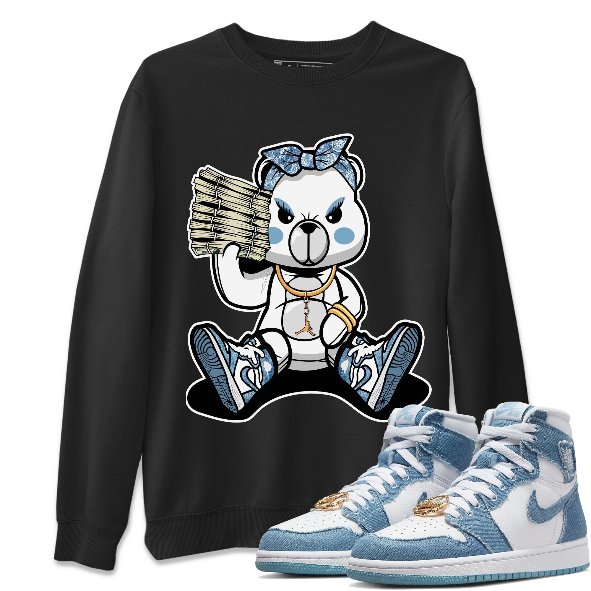 Bad Baby Bear Unisex Tops - Air Jordan 1 Denim