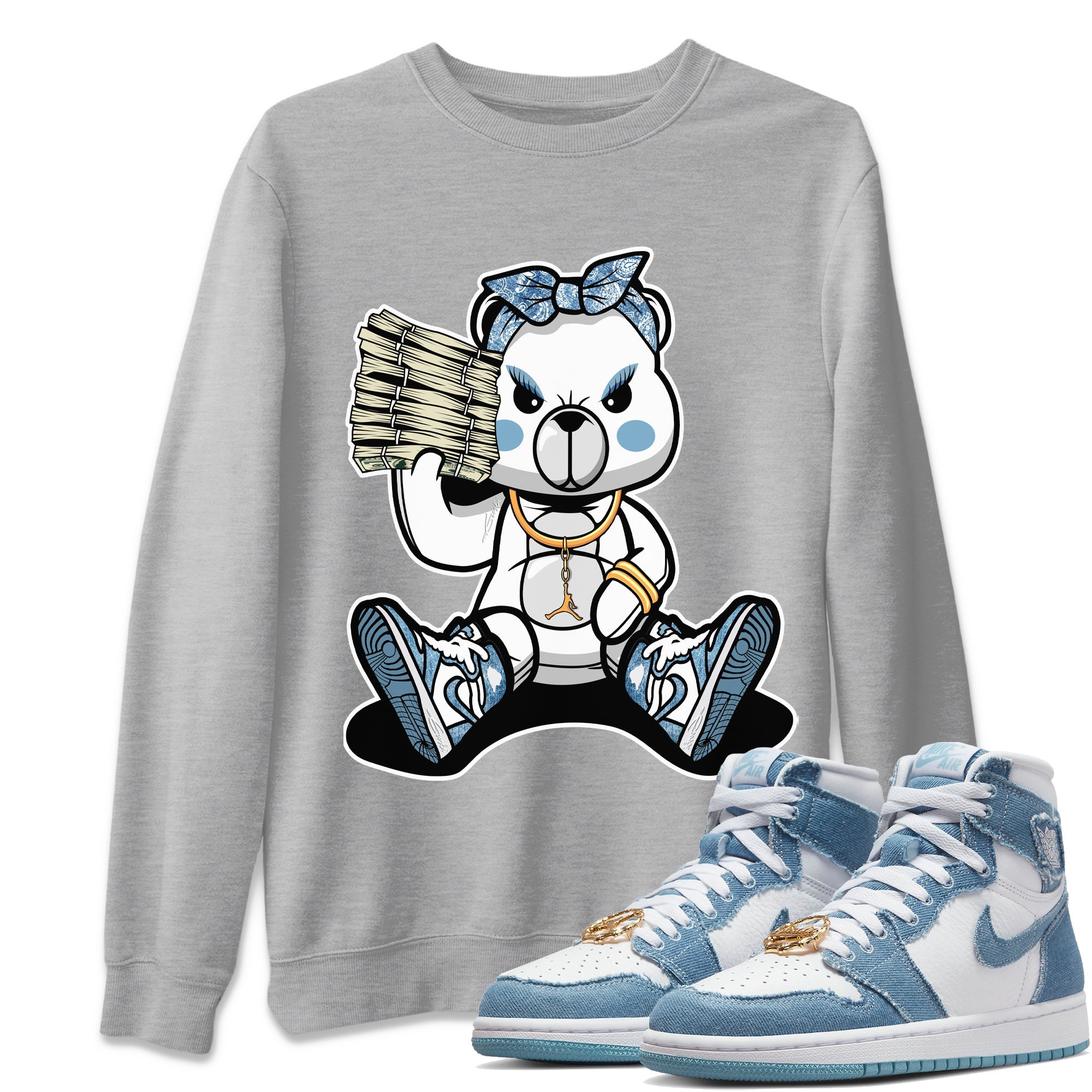 Bad Baby Bear Unisex Tops - Air Jordan 1 Denim