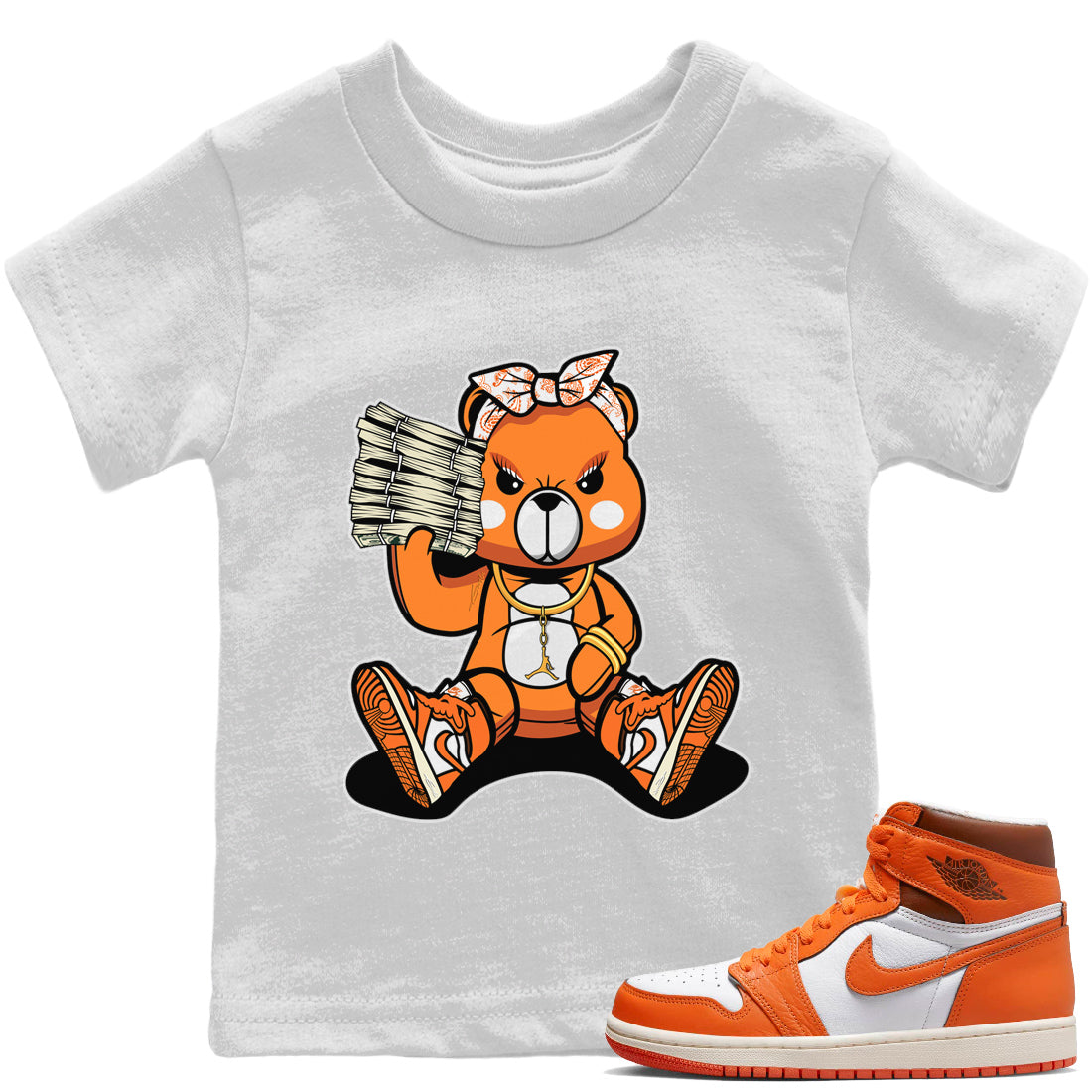 Bad Baby Bear Kids Tops - Air Jordan 1 Starfish