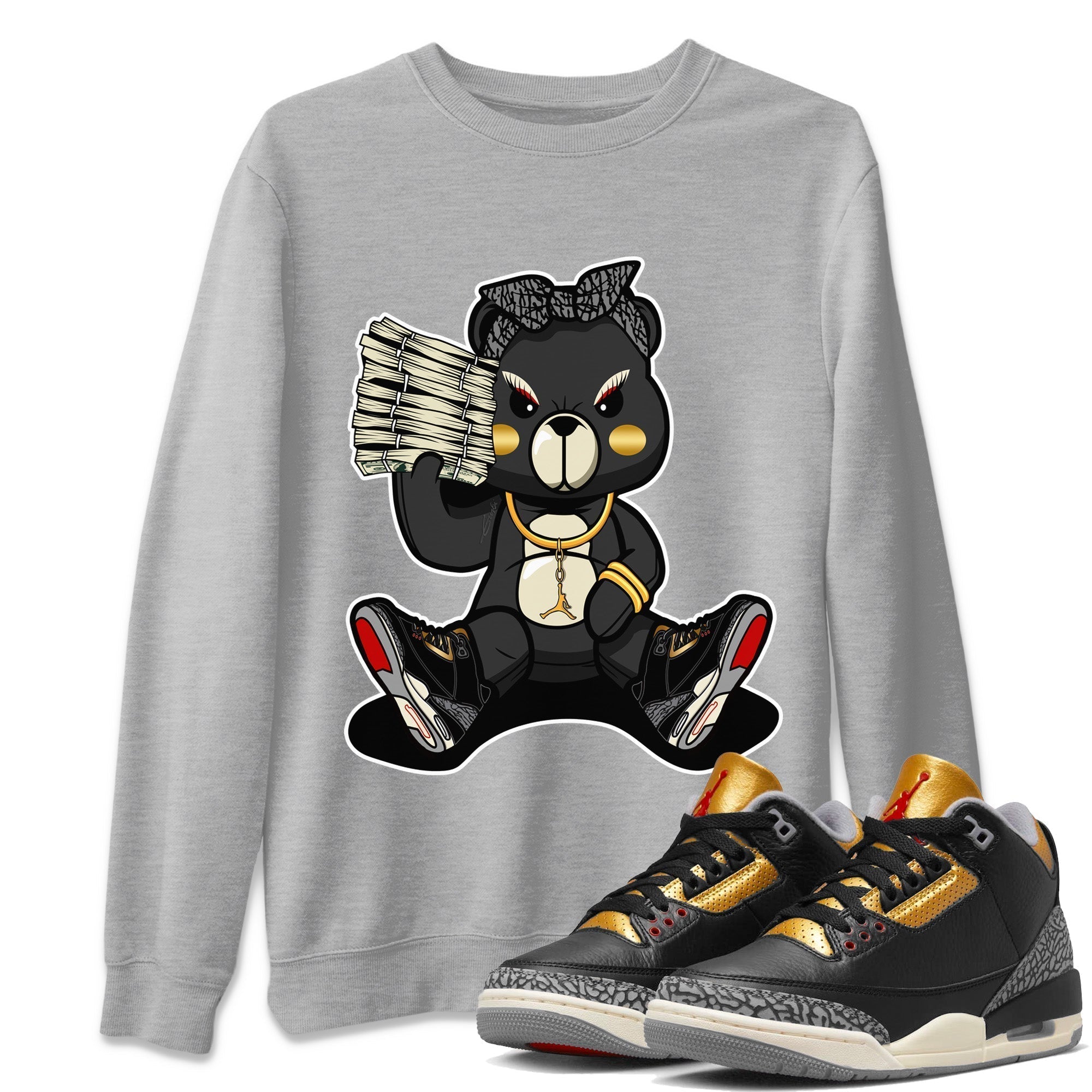Bad Baby Bear Unisex Tops - Air Jordan 3 Black Gold