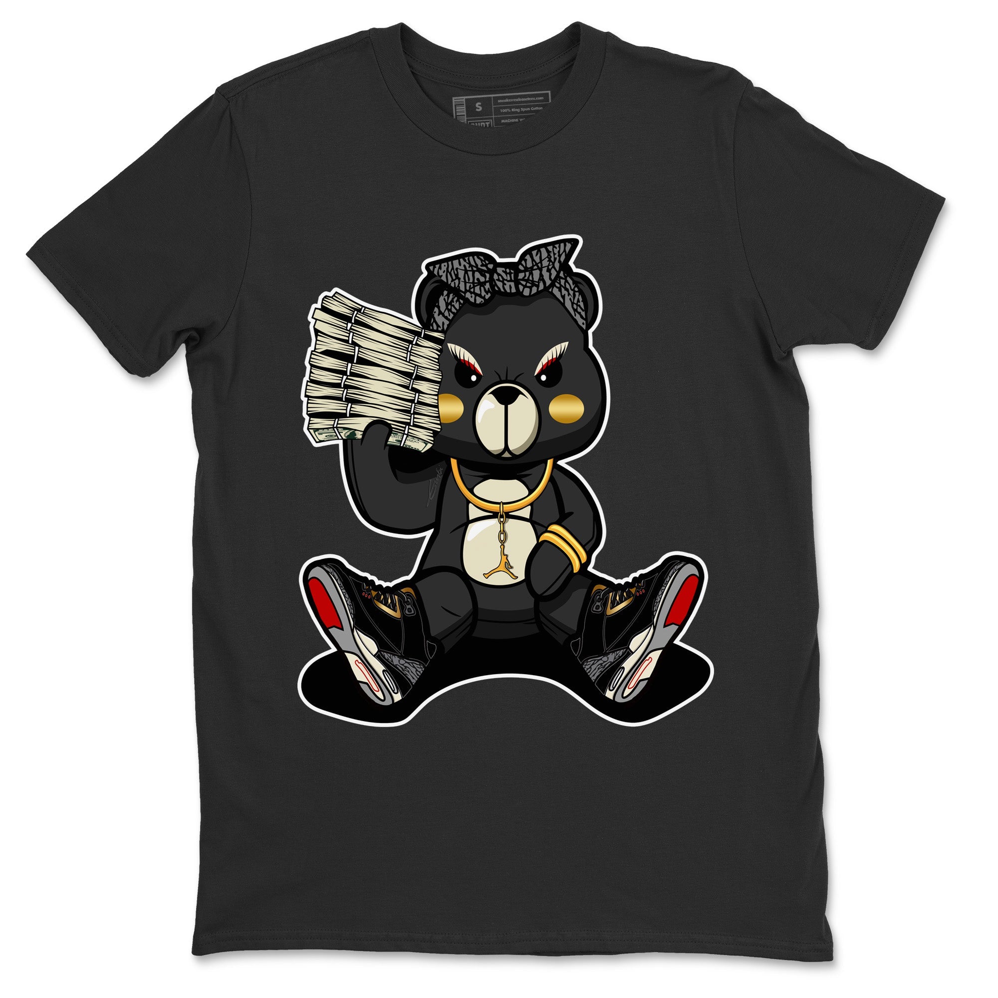 Bad Baby Bear Unisex Tops - Air Jordan 3 Black Gold