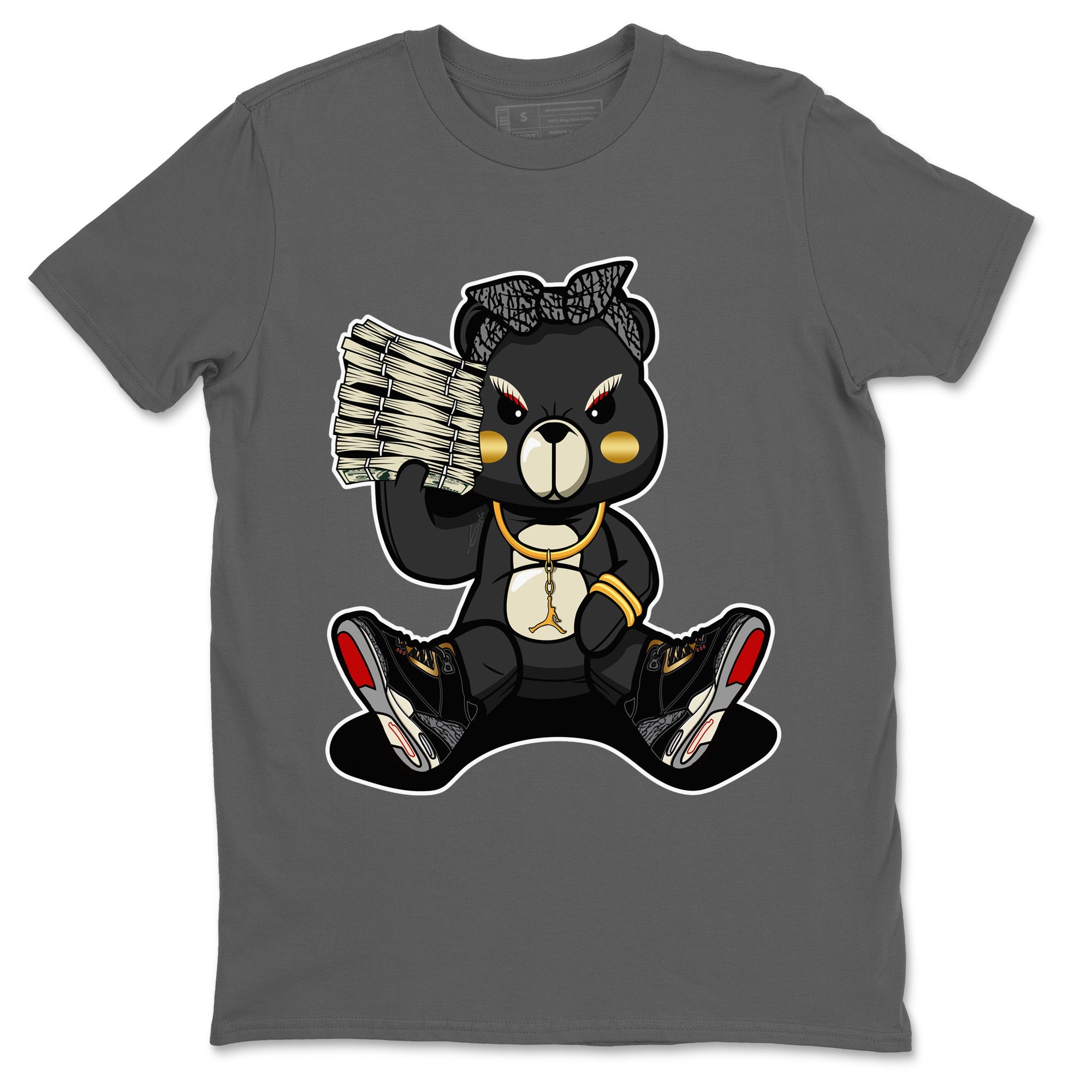 Bad Baby Bear Unisex Tops - Air Jordan 3 Black Gold