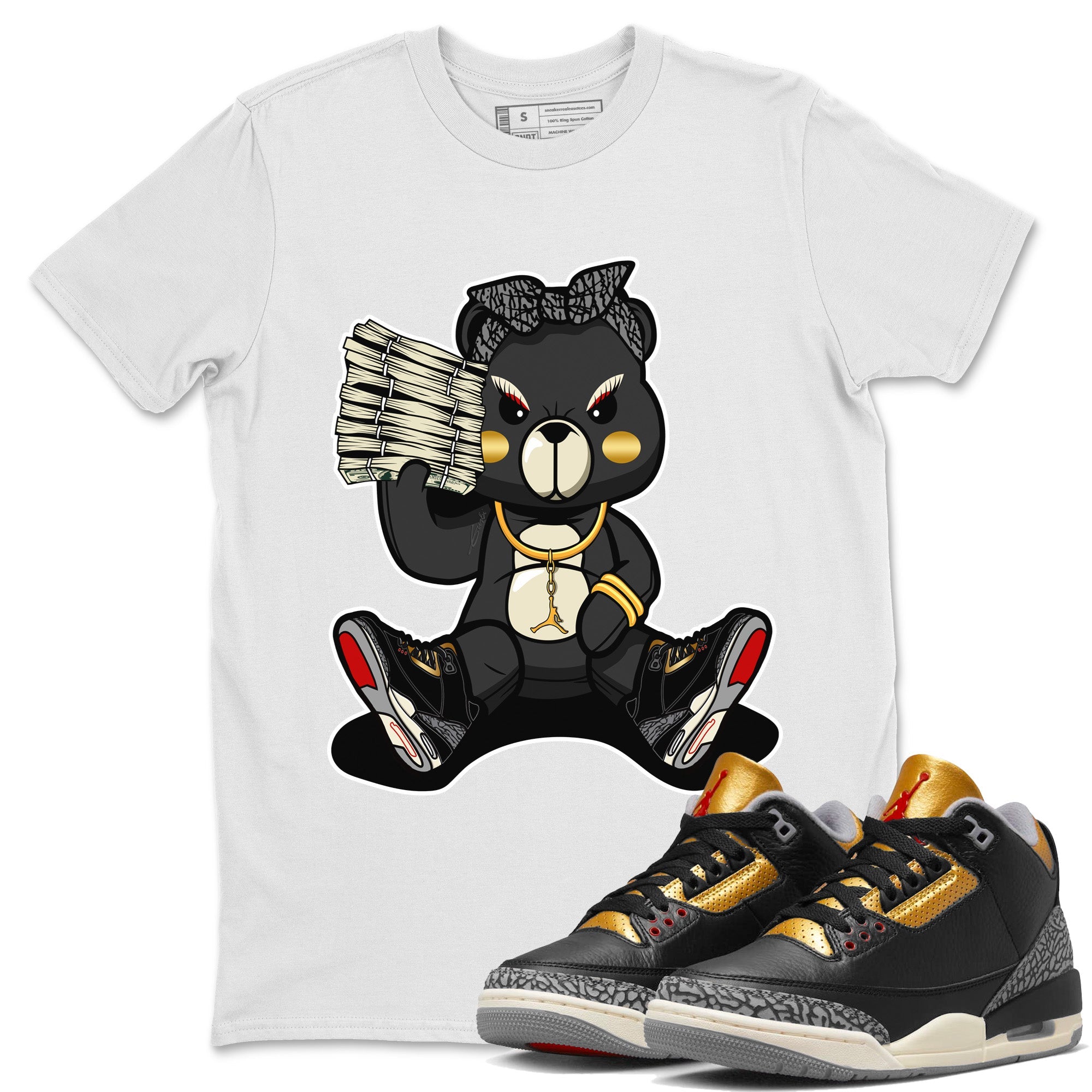Bad Baby Bear Unisex Tops - Air Jordan 3 Black Gold