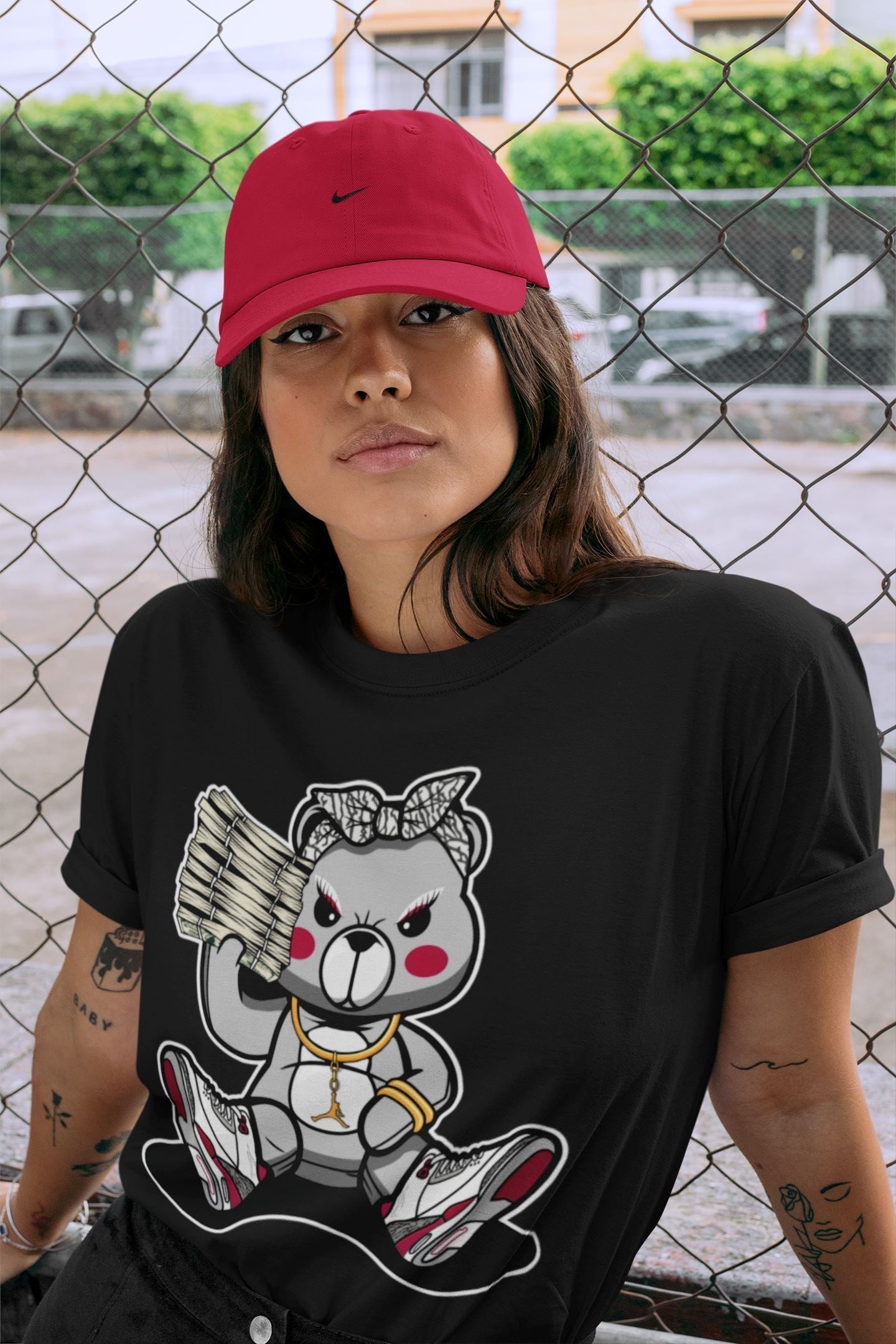Bad Baby Bear Unisex Tops - Air Jordan 3 Cardinal