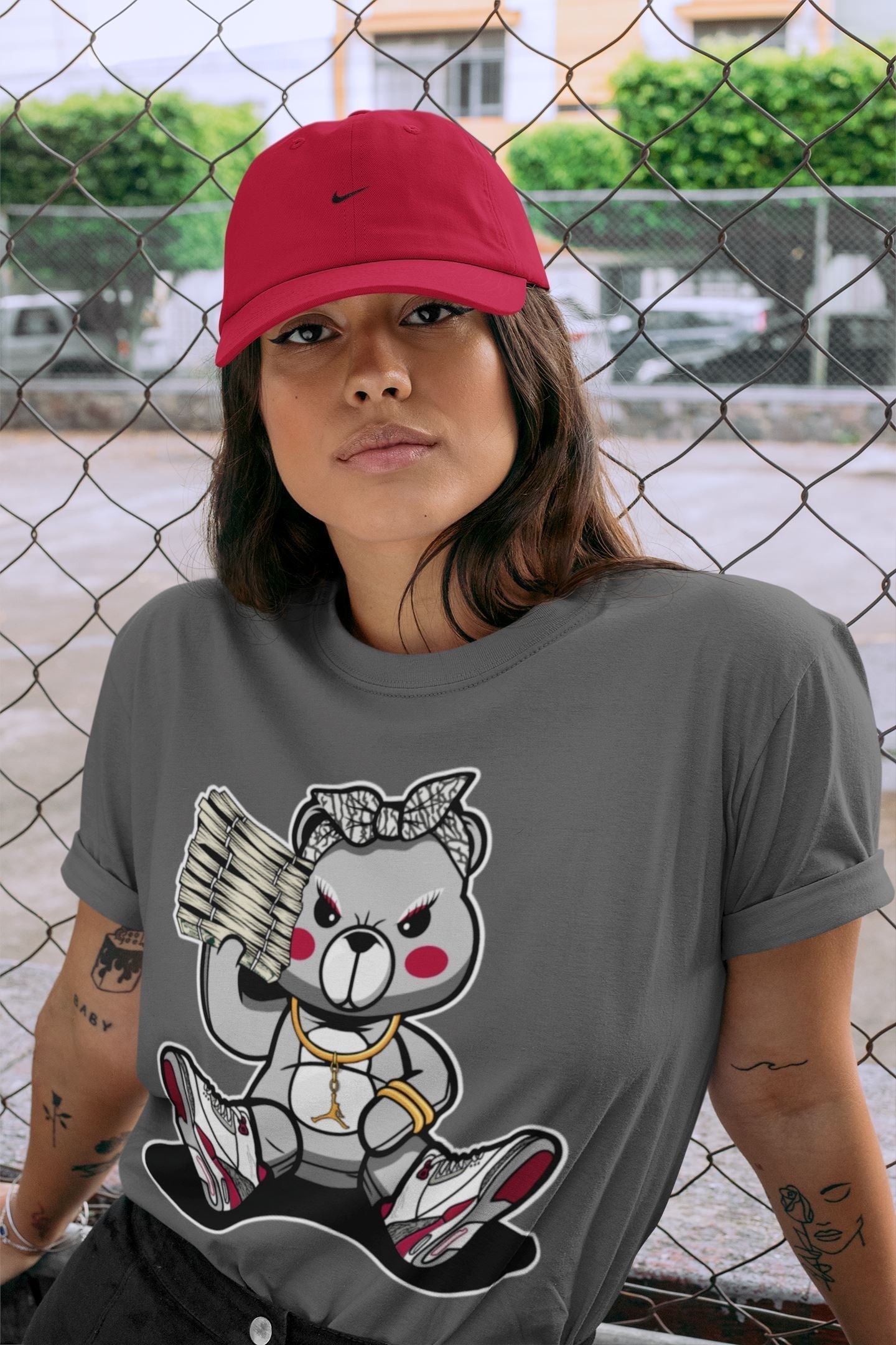 Bad Baby Bear Unisex Tops - Air Jordan 3 Cardinal