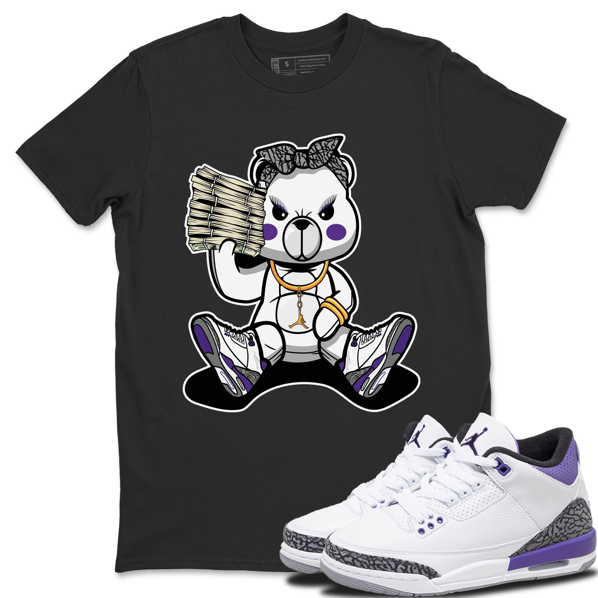 Bad Baby Bear Unisex Tops - Air Jordan 3 Dark Iris