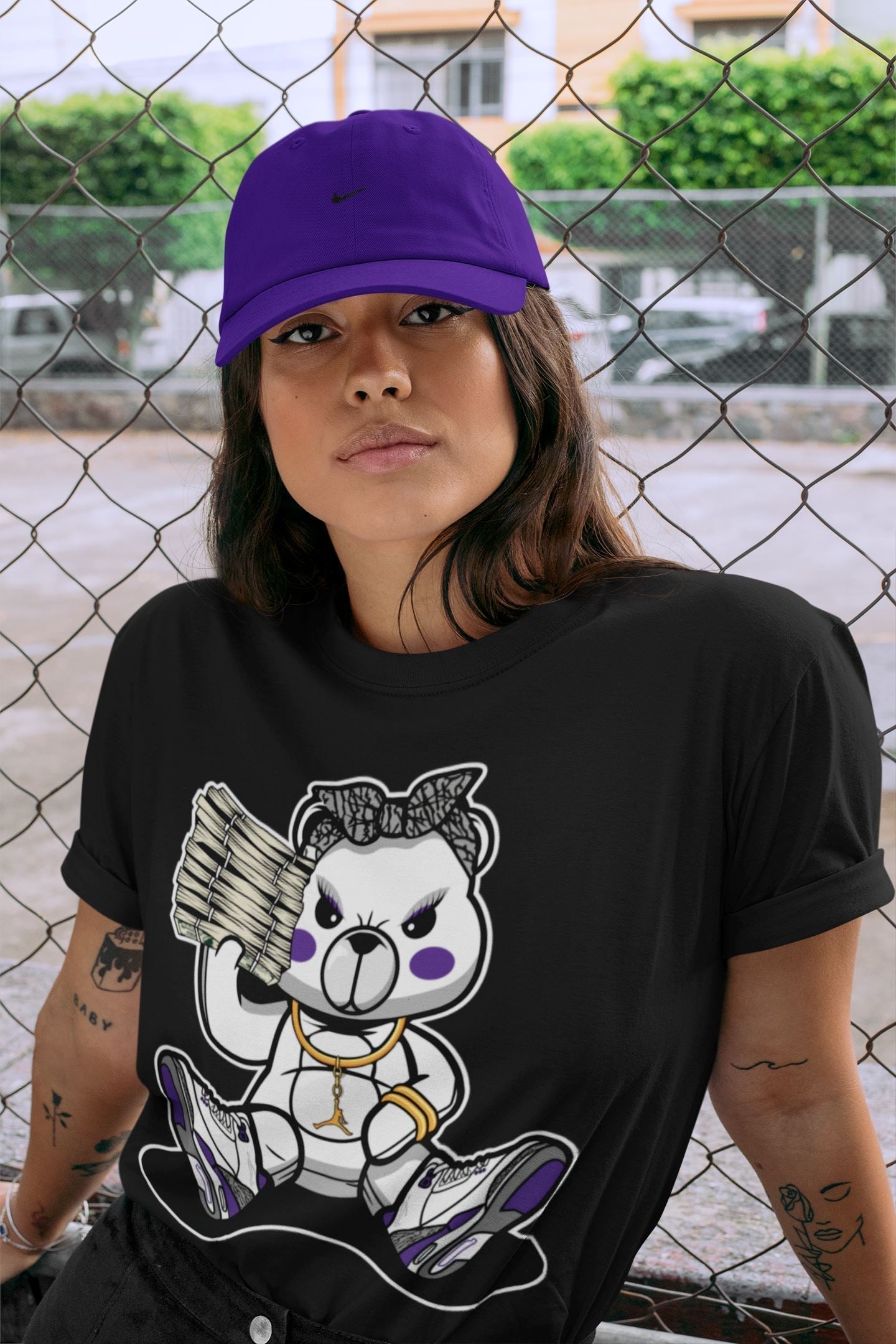 Bad Baby Bear Unisex Tops - Air Jordan 3 Dark Iris
