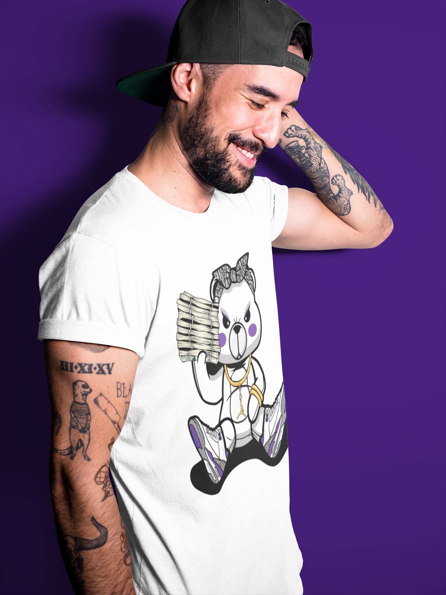 Bad Baby Bear Unisex Tops - Air Jordan 3 Dark Iris