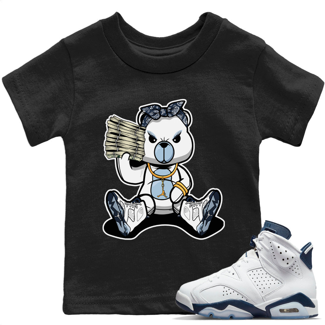 Bad Baby Bear Kids Tops - Air Jordan 6 Midnight Navy
