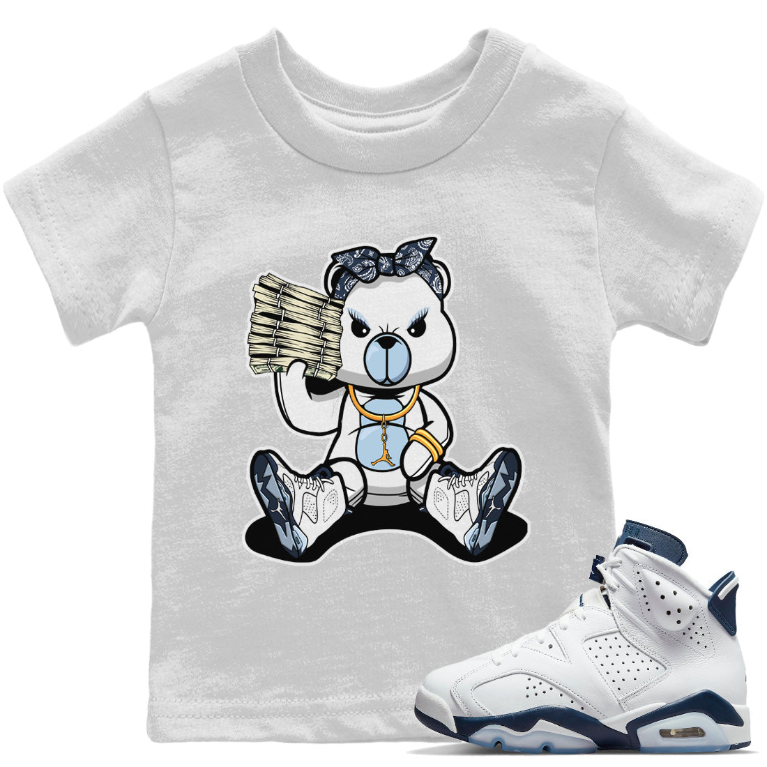 Bad Baby Bear Kids Tops - Air Jordan 6 Midnight Navy