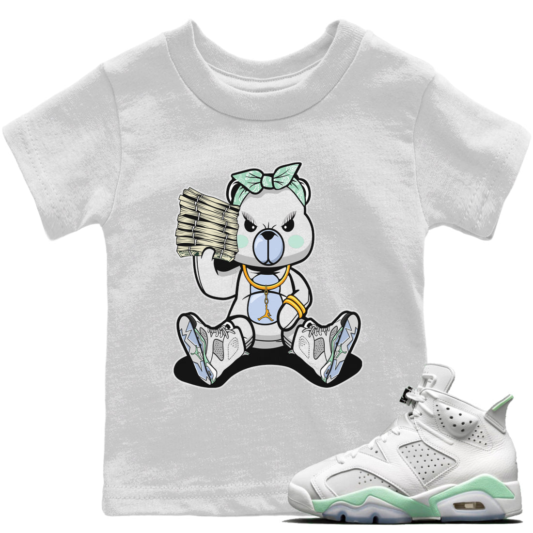 Bad Baby Bear Kids Tops - Air Jordan 6 Mint Foam