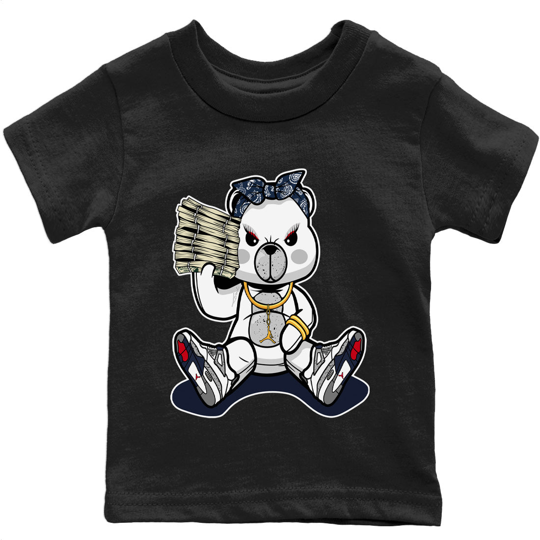 Bad Baby Bear Kids Tops - Air Jordan 4 Midnight Navy
