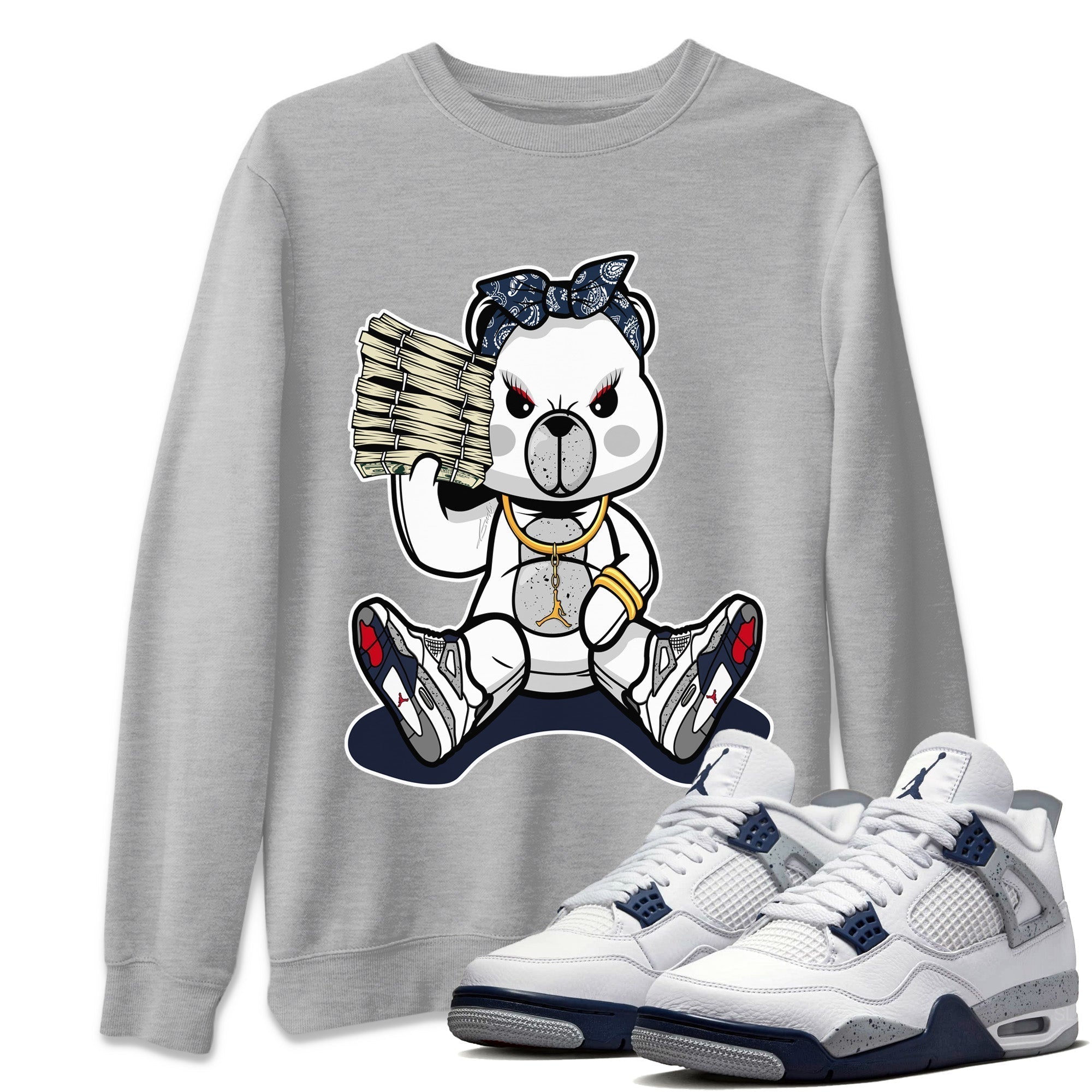 Bad Baby Bear Unisex Tops - Air Jordan 4 Midnight Navy