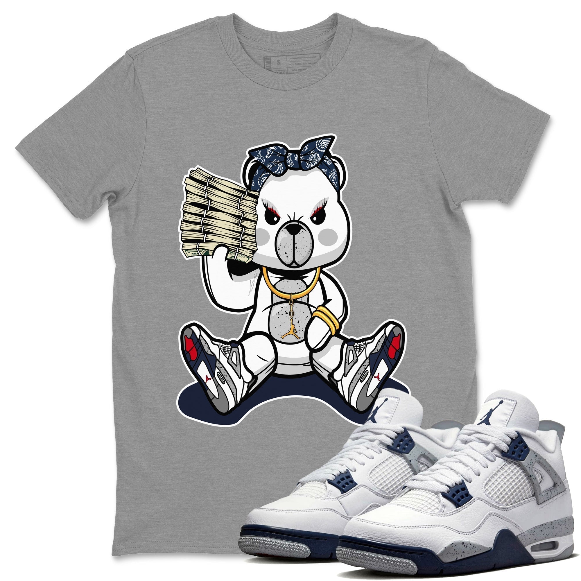 Bad Baby Bear Unisex Tops - Air Jordan 4 Midnight Navy