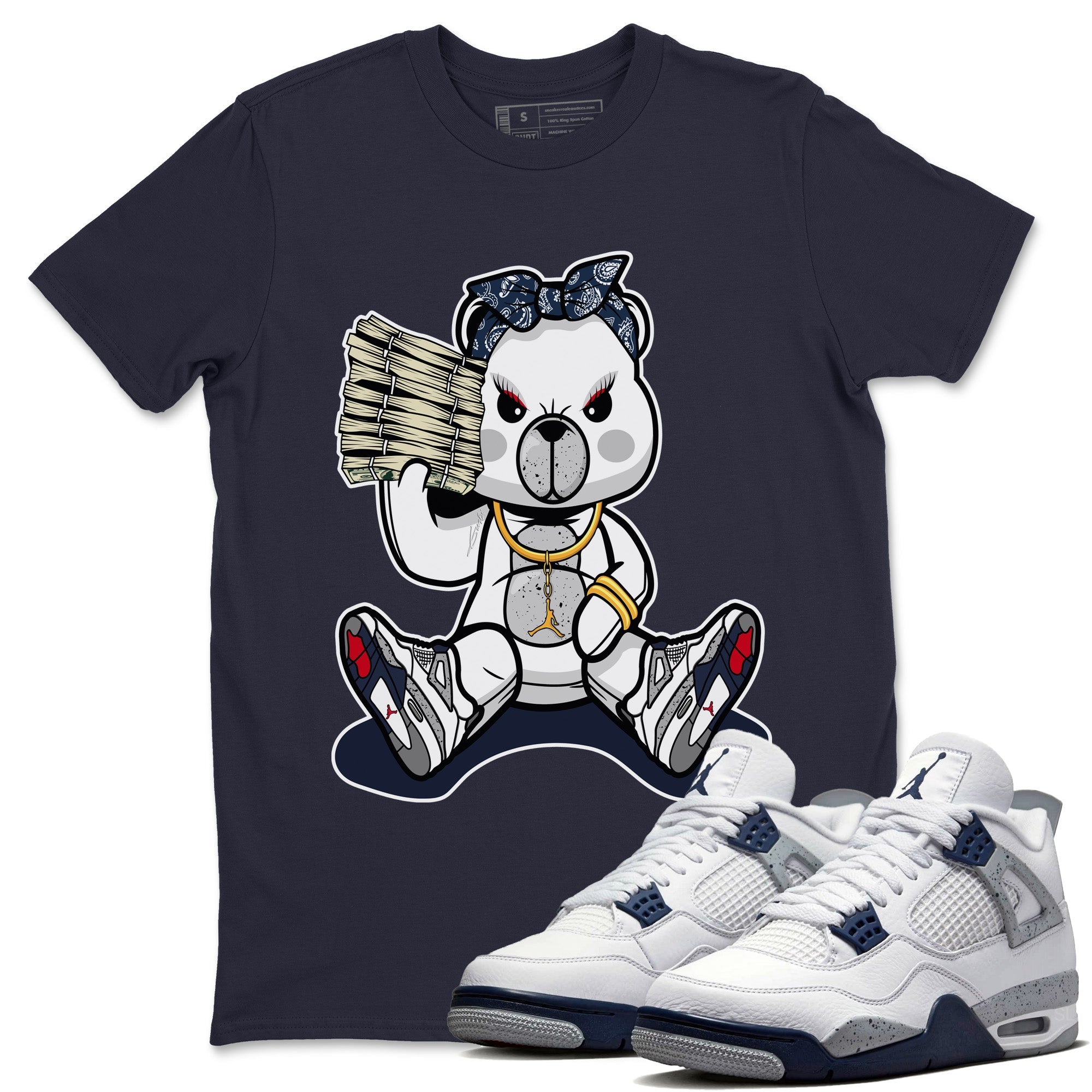 Bad Baby Bear Unisex Tops - Air Jordan 4 Midnight Navy