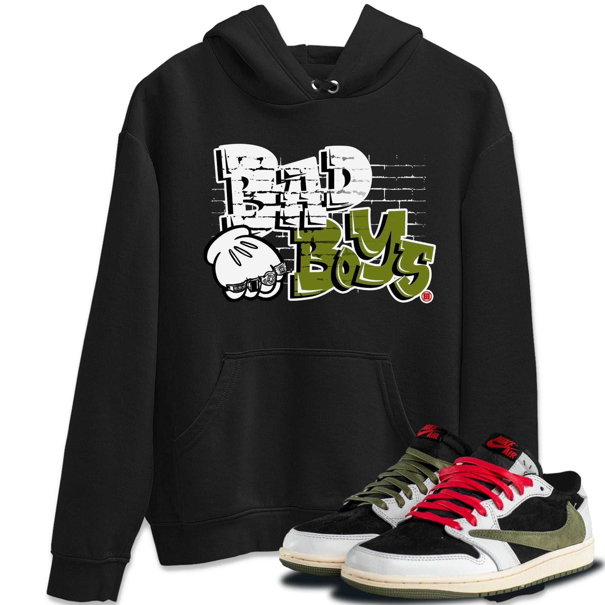 Bad Boys Unisex Tops - Air Jordan 1 Travis Scott Olive