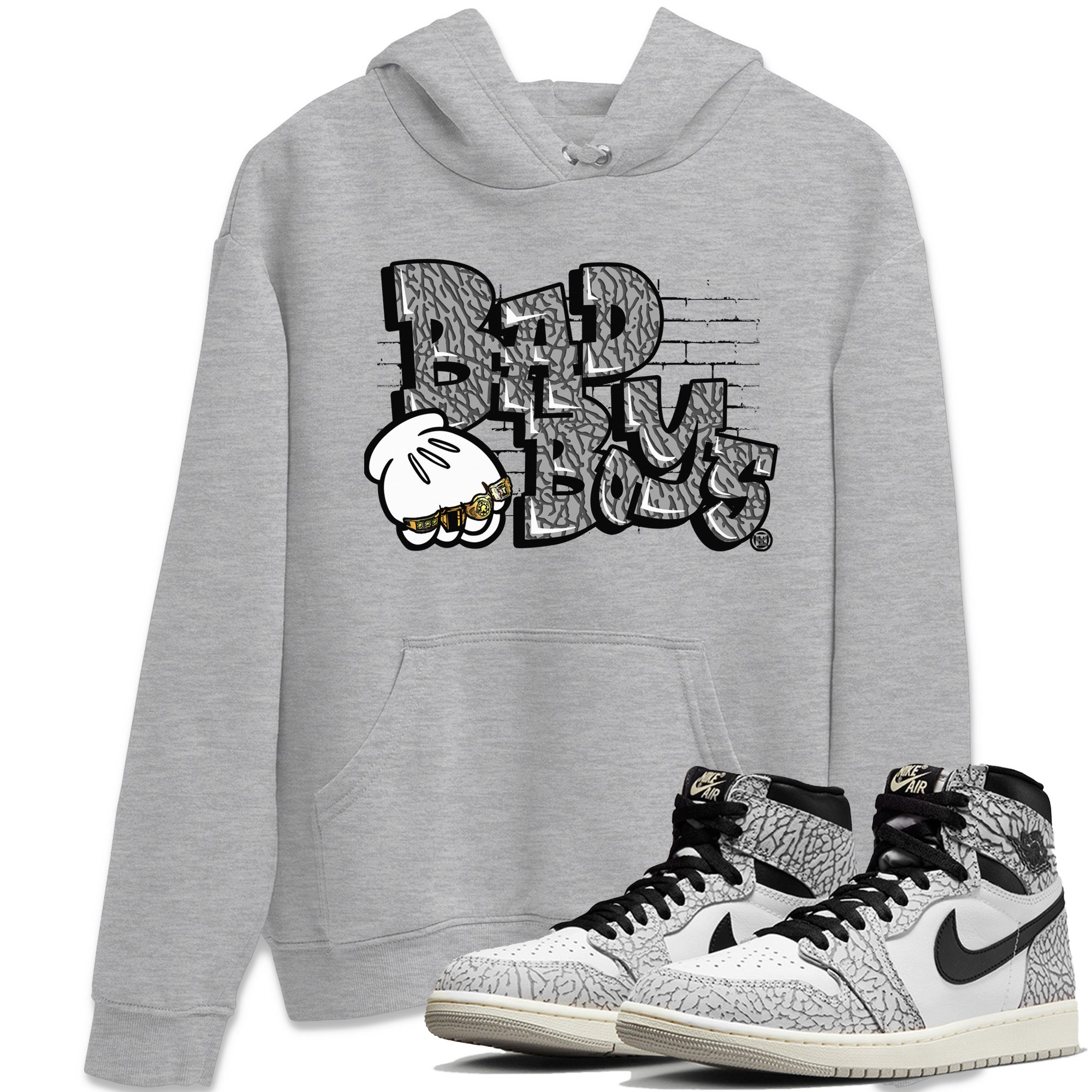Bad Boys Unisex Tops - Air Jordan 1 White Cement