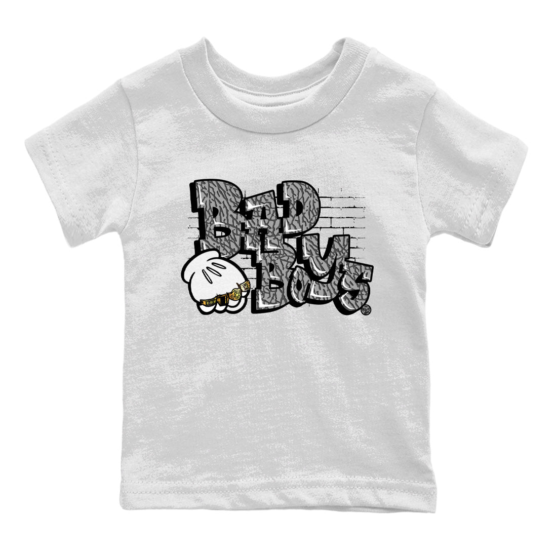 Bad Boys Kids Tops - Air Jordan 1 White Cement